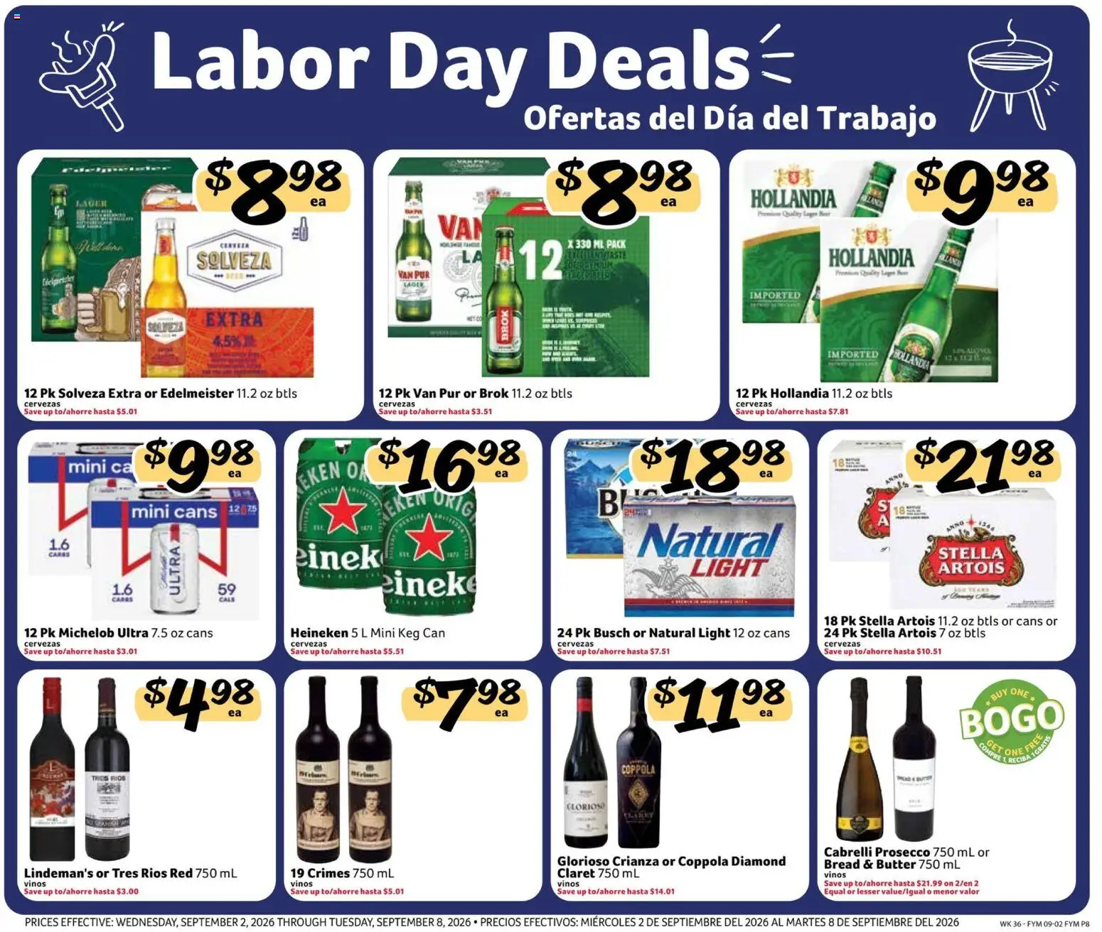 Fresco y Más Weekly Ad - valid from 09/02/2026 | Page: 8 | Products: Butter, Bread, Heineken, Prosecco