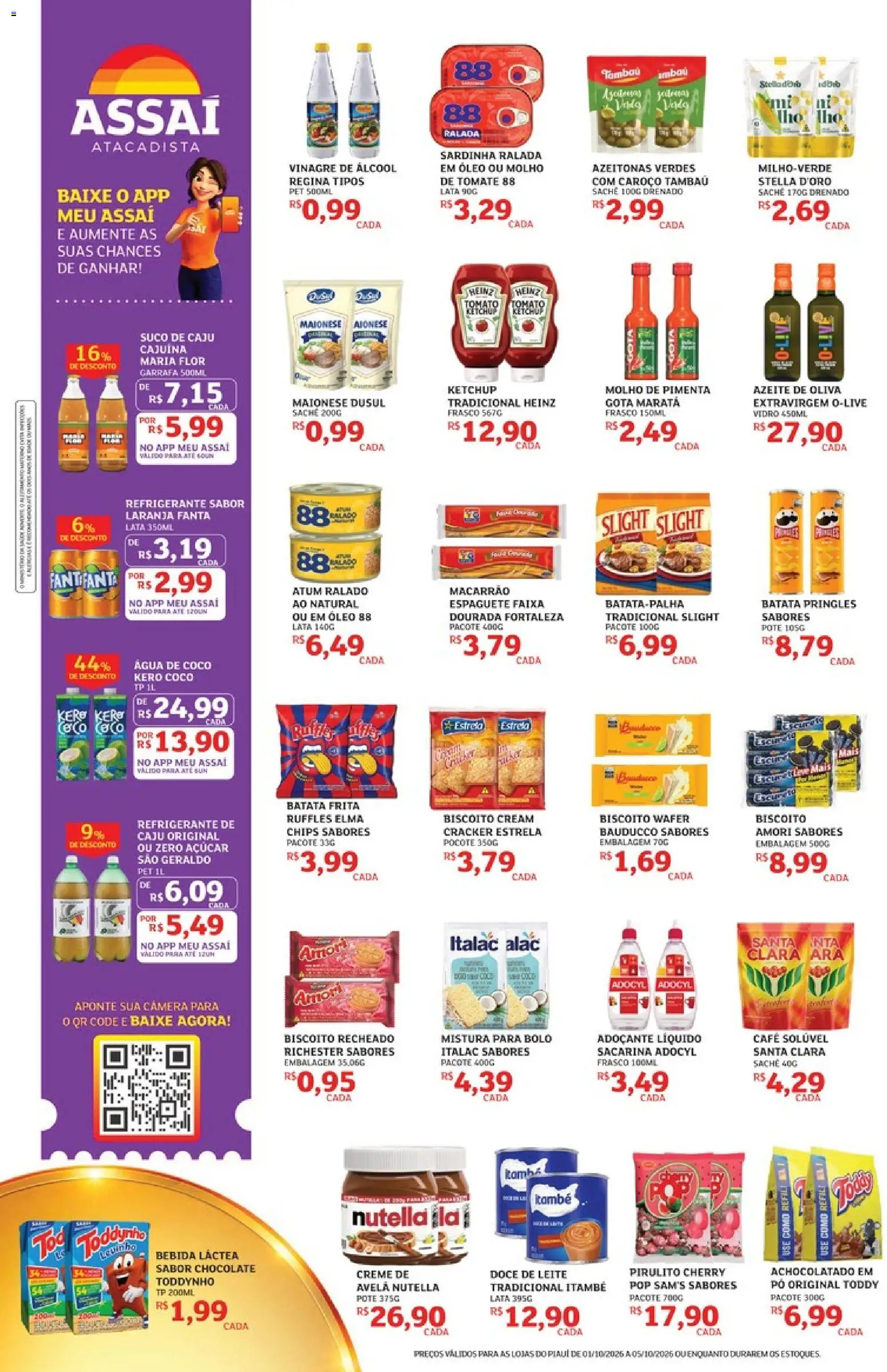 Assaí Atacadista Folheto - válido de 01/10/2026 | Página: 2 | Produtos: Azeitonas, Achocolatado, Macarrão, Creme