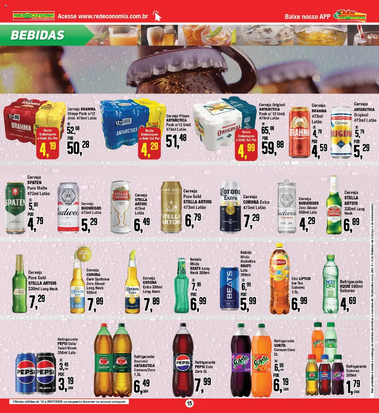 RedEconomia Folheto - válido de 12.05.2026 | Página: 15 | Produtos: Guaraná, Cerveja, Chá, Soda