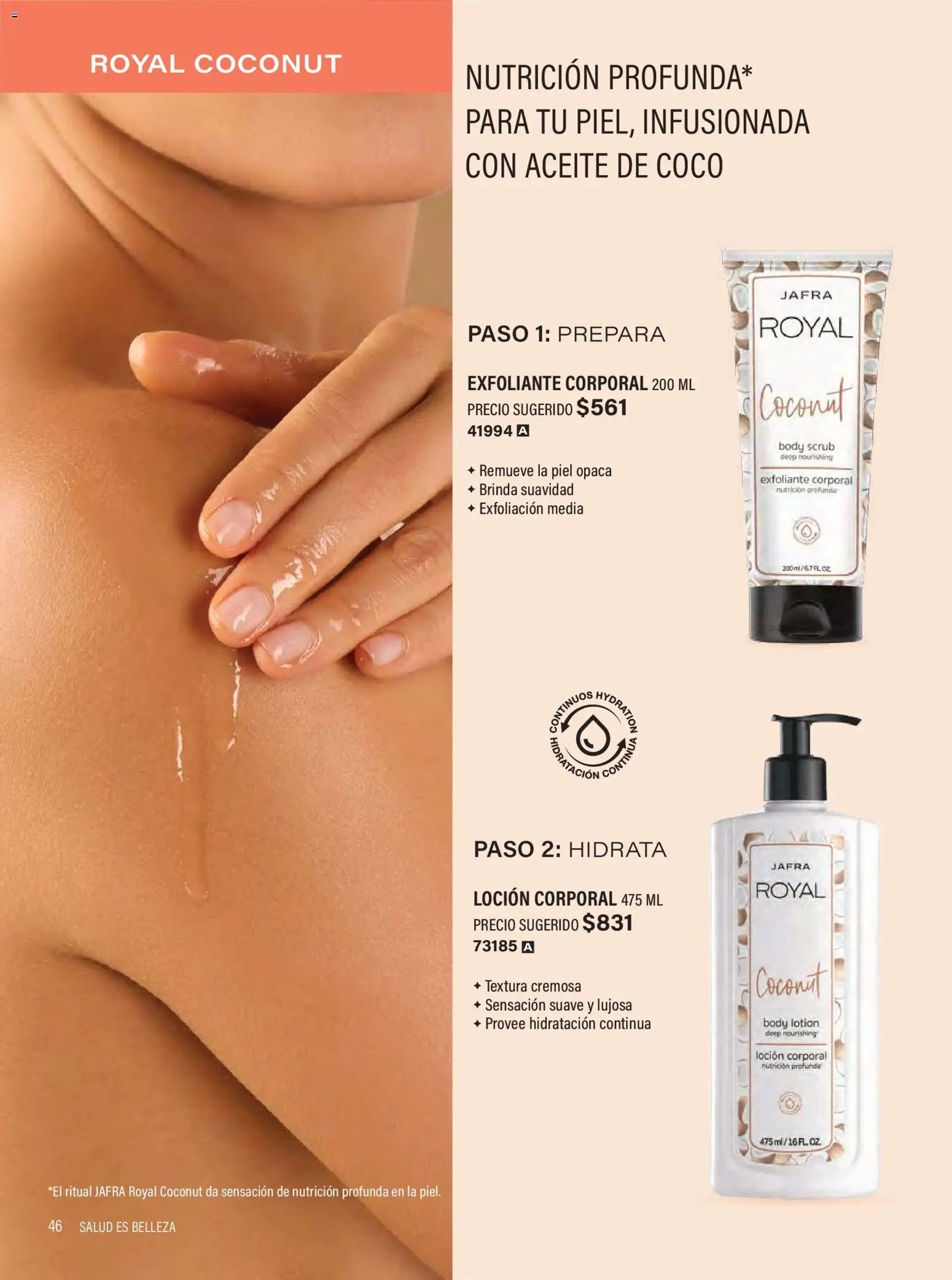 Nuevas ofertas de JAFRA válidas en toda la República Mexicana desde el 01/07/2026. ¡Encuentra las mejores ofertas en JAFRA catálogo Organizador de Ventas! | Página: 46 | Productos: Exfoliante corporal, Aceite, Loción, Body