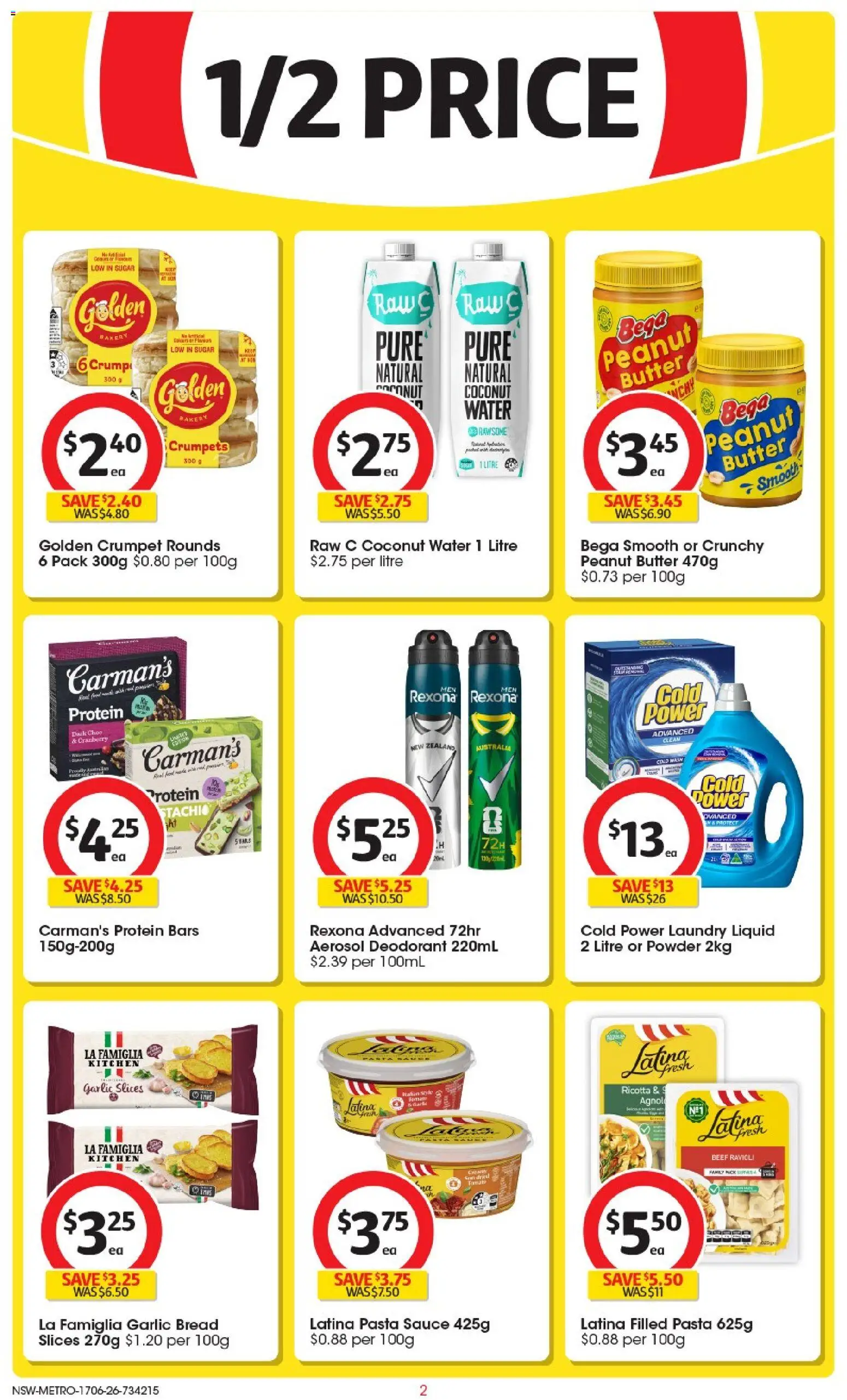 Coles catalogue - valid from 17.06.2026 | Page: 2 | Products: Powder, Crumpets, Bread, Deodorant