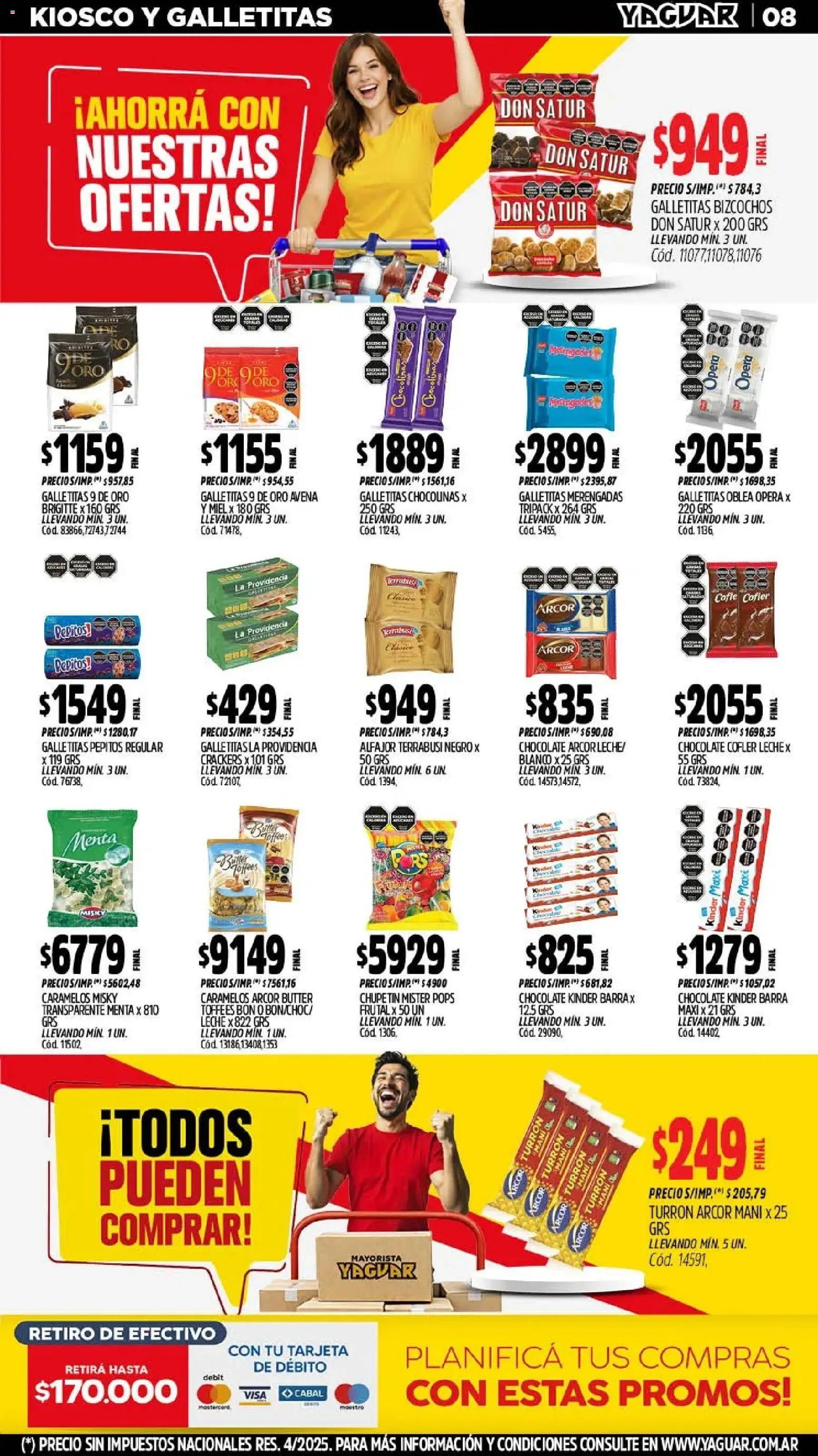 Yaguar - Oferta Semanal San Juan │ válido desde el 11.05.2026 | Página: 8 | Productos: Mani, Alfajor, Turrón, Bizcochos