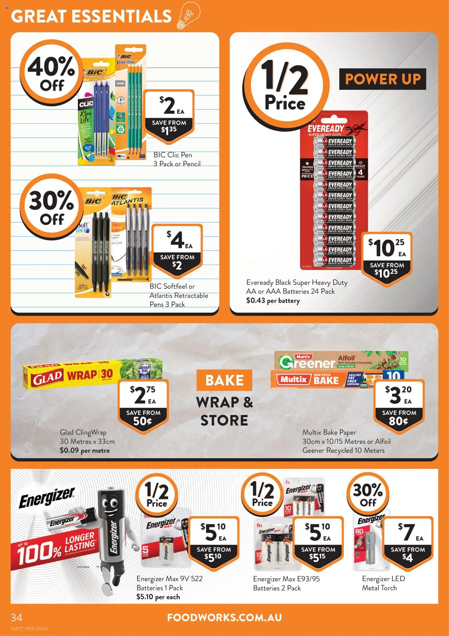 Foodworks catalogue - valid from 18/08/2026 | Page: 34 | Products: Battery, Batteries, Torch, Pencil