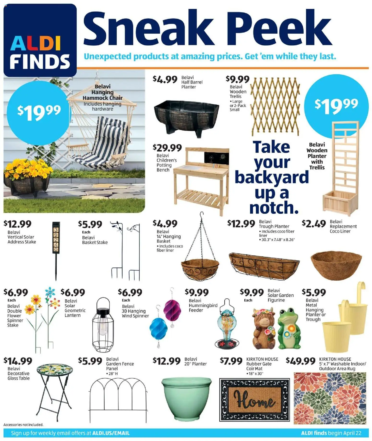 Aldi In Store Ad - valid from 22.04.2026 | Page: 1 | Products: Table, Chair, Basket