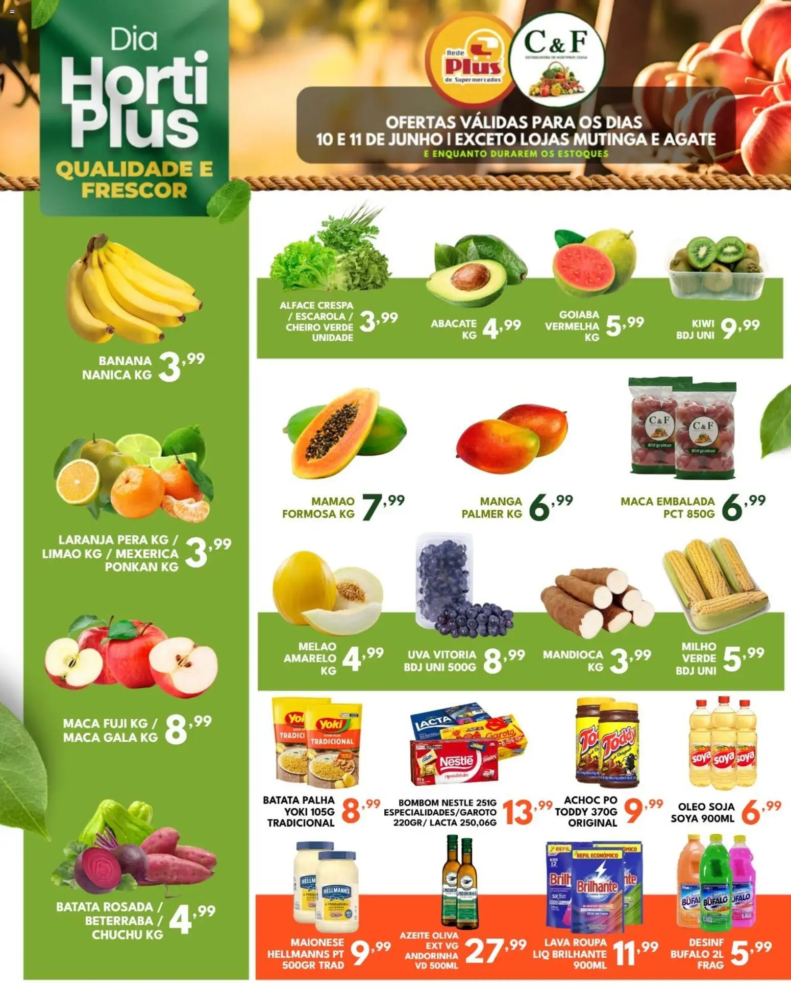 Rede Plus Supermercados Folheto - válido de 10.06.2026 | Página: 1 | Produtos: Melão, Pó, Alface, Batata