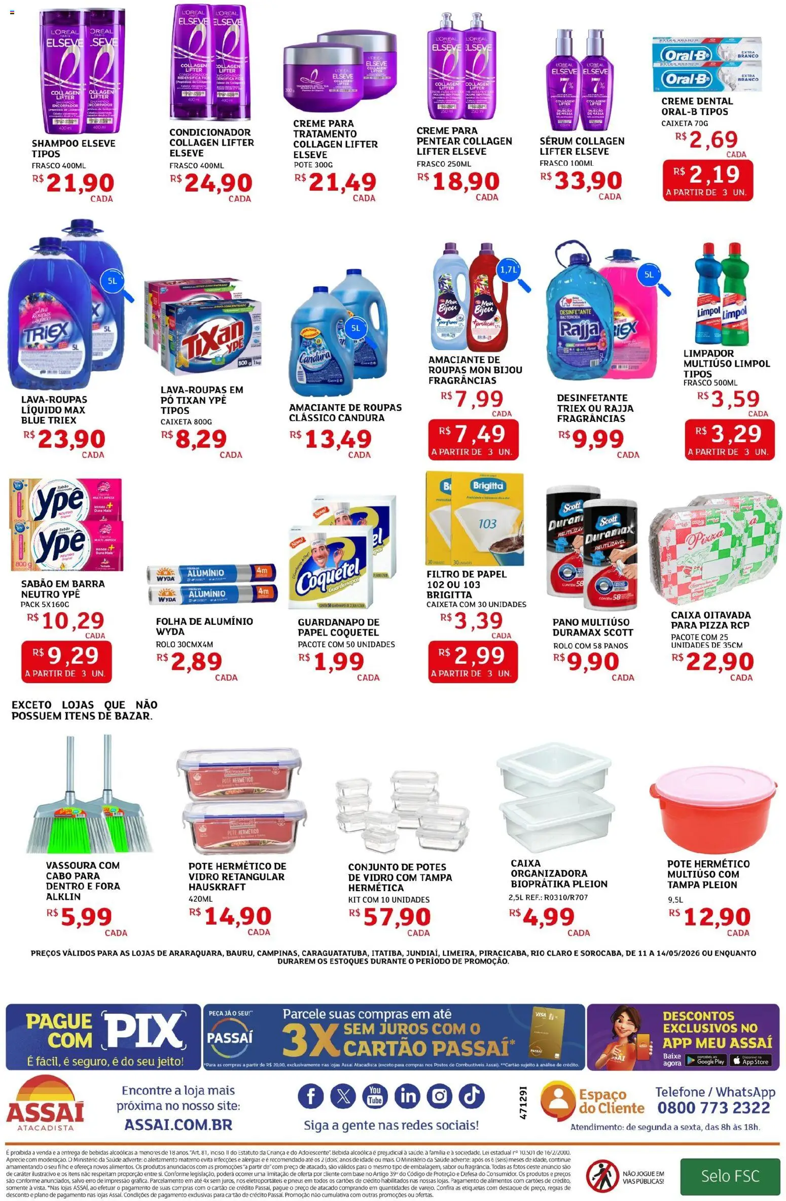 Assaí Atacadista Folheto - válido de 11.05.2026 | Página: 4 | Produtos: Sabão em barra, Filtro de papel, Rolo, Potes