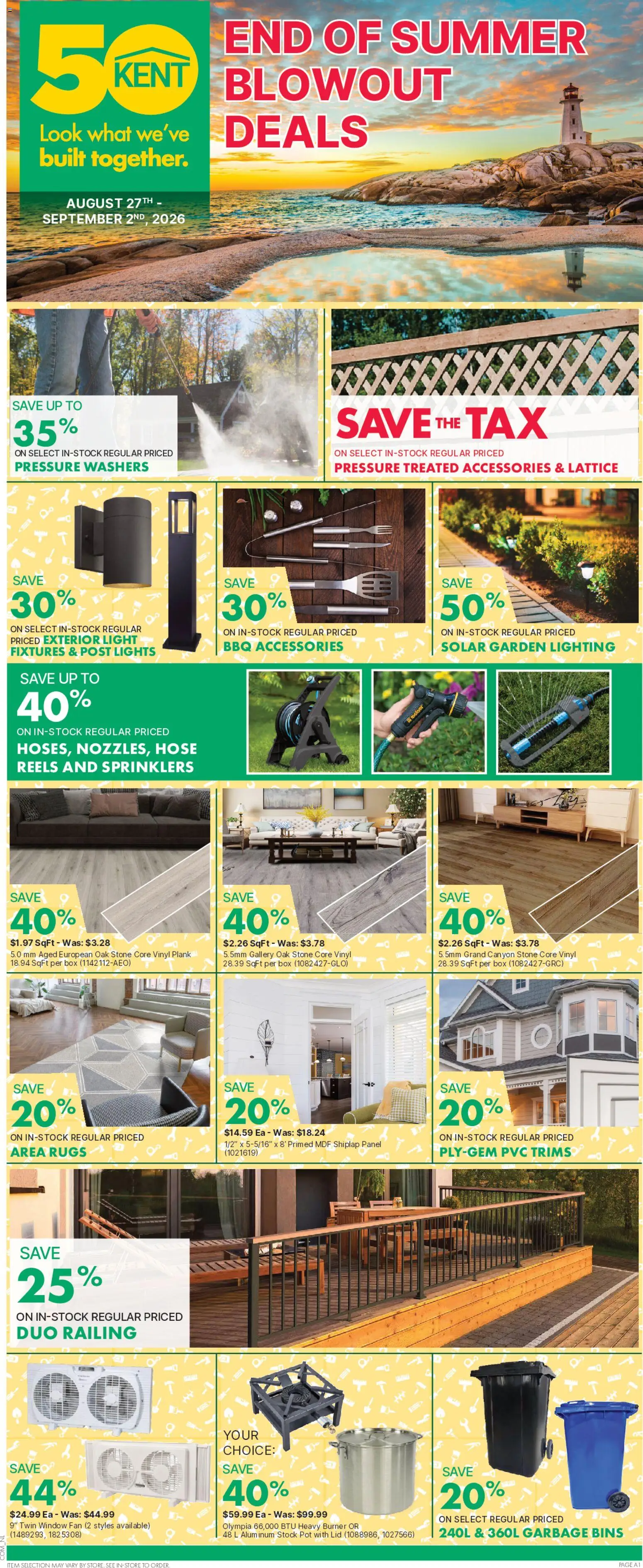 Kent flyer valid from Aug 27, 2026 | Page: 1 | Products: Fan, Lighting, Box