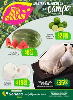 Vista previa de Soriana Martes y Miércoles del Campo Súper: Ags, Nay, Jal, Qro, Col, Mich, Gto, Hgo, Tlax, Mor, Pue, Gro, Oax, Edo. de Mex, Vall, nuevo folleto de la tienda, válido en México a partir del 09.06.2026