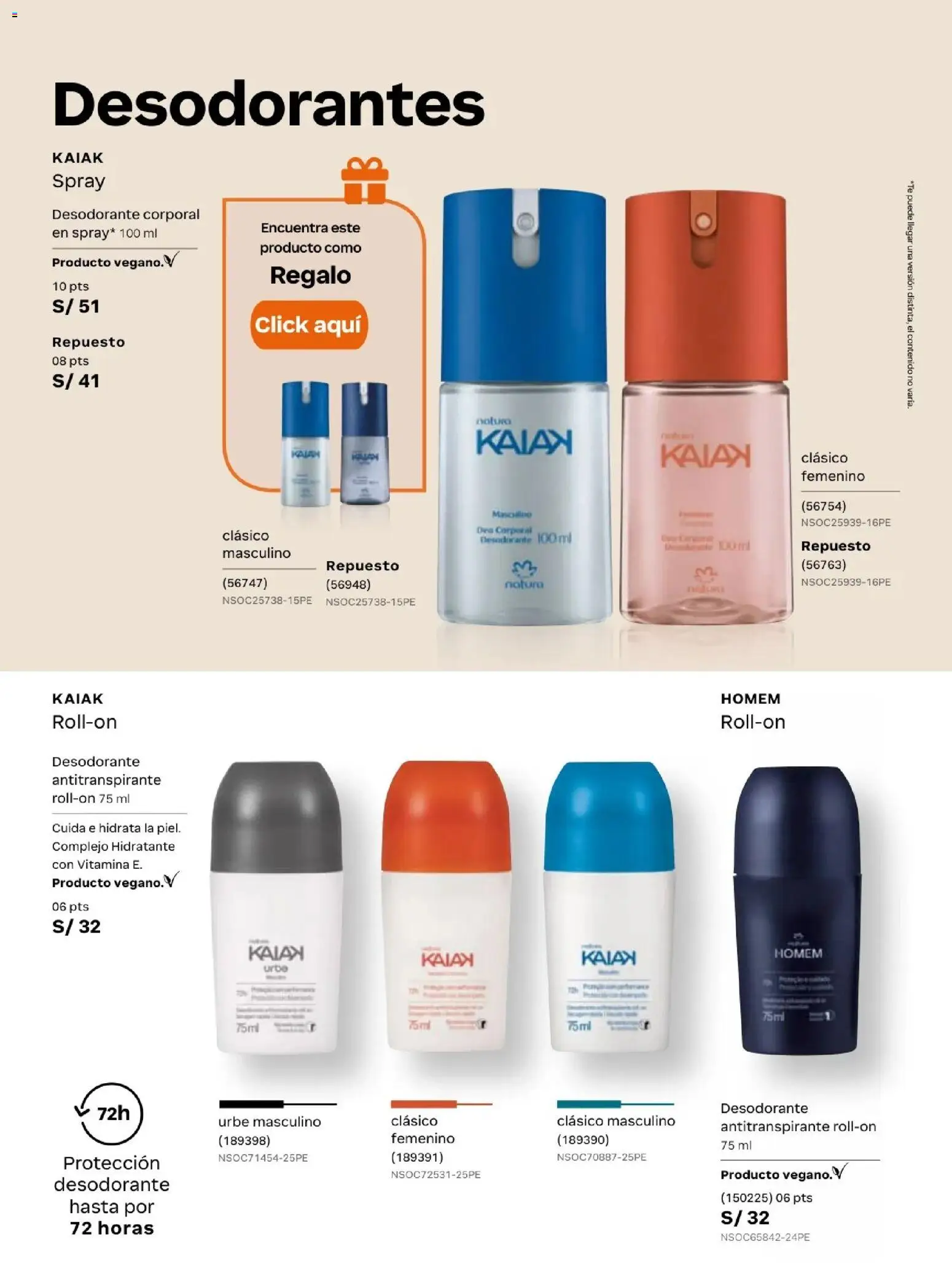Catálogo Natura válido desde 24.05.2026 | Página: 136 | Productos: Desodorante, Antitranspirante
