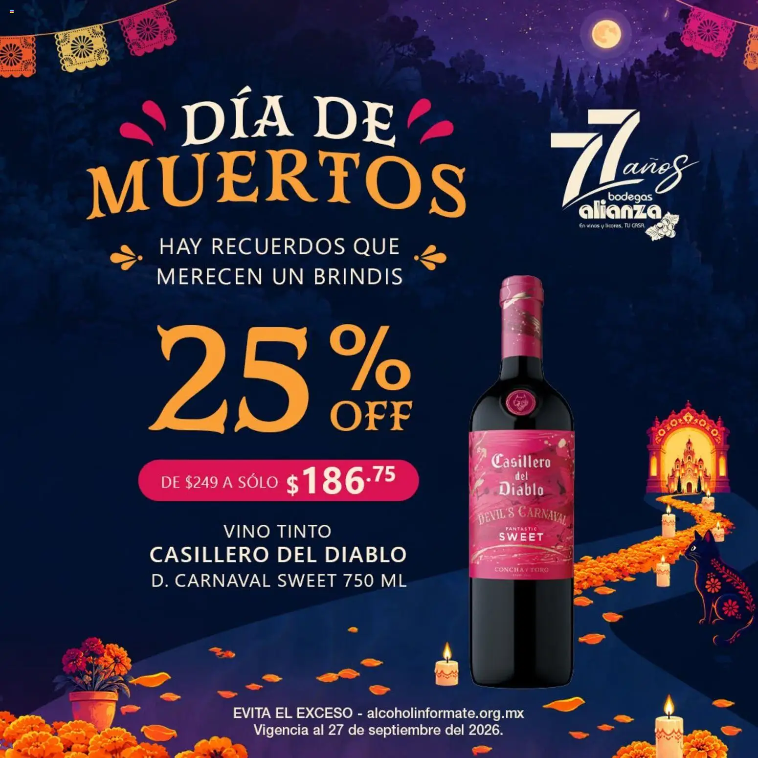 Nuevas ofertas de Bodegas Alianza válidas en toda la República Mexicana desde el 27/09/2026. ¡Encuentra las mejores ofertas en Bodegas Alianza catálogo Dia de Muertos! | Página: 2 | Productos: Vino tinto, Vino