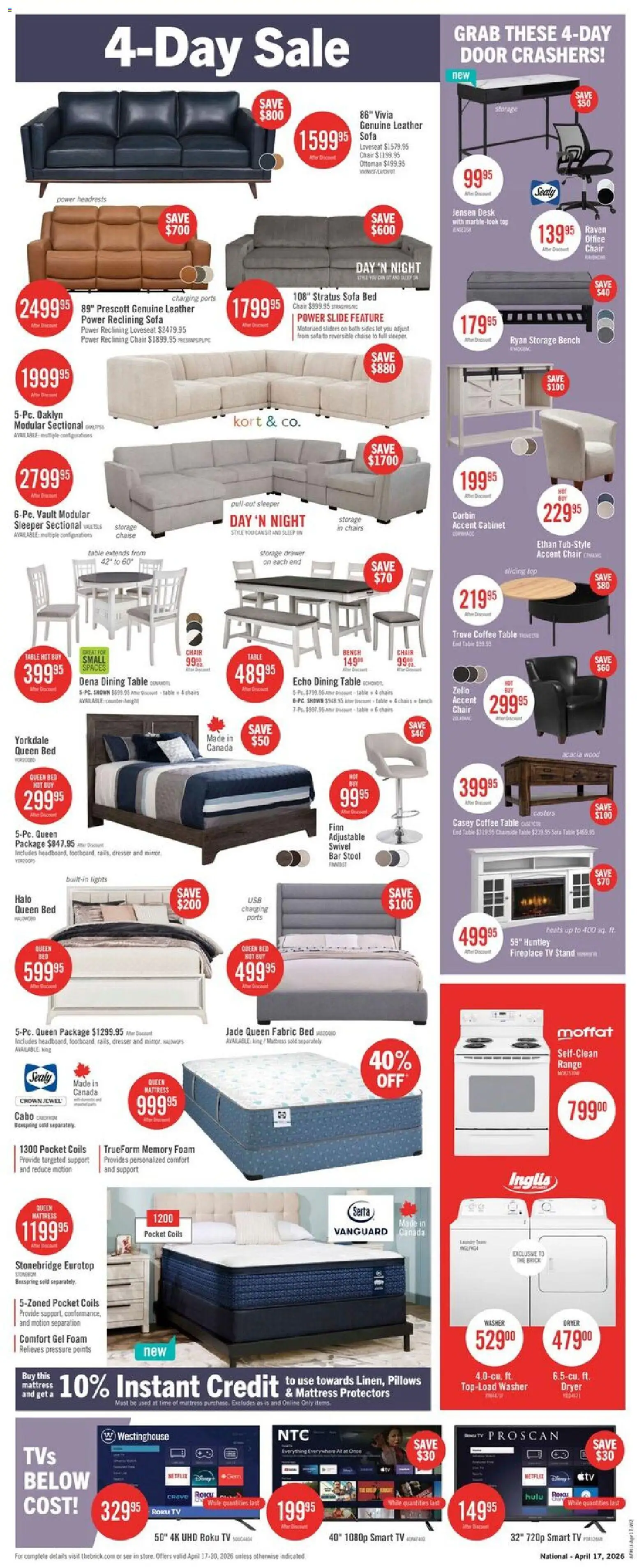 The Brick flyer valid from 17.04.2026 | Page: 2 | Products: Tv, Coffee table, Chair, Coffee