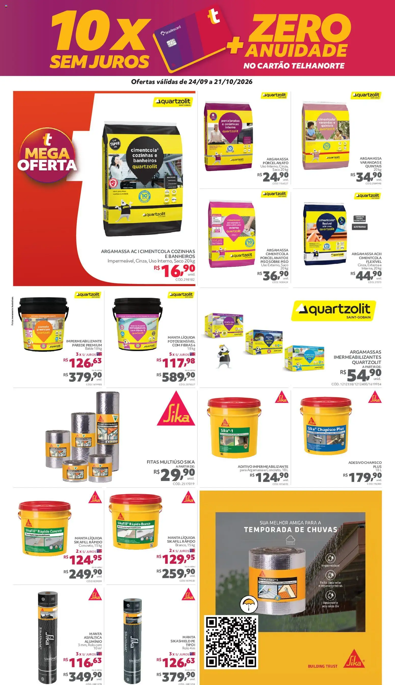 Telhanorte Folheto - válido de 24/09/2026 | Página: 13 | Produtos: Piso, Porcelanato, Aveia, Balde