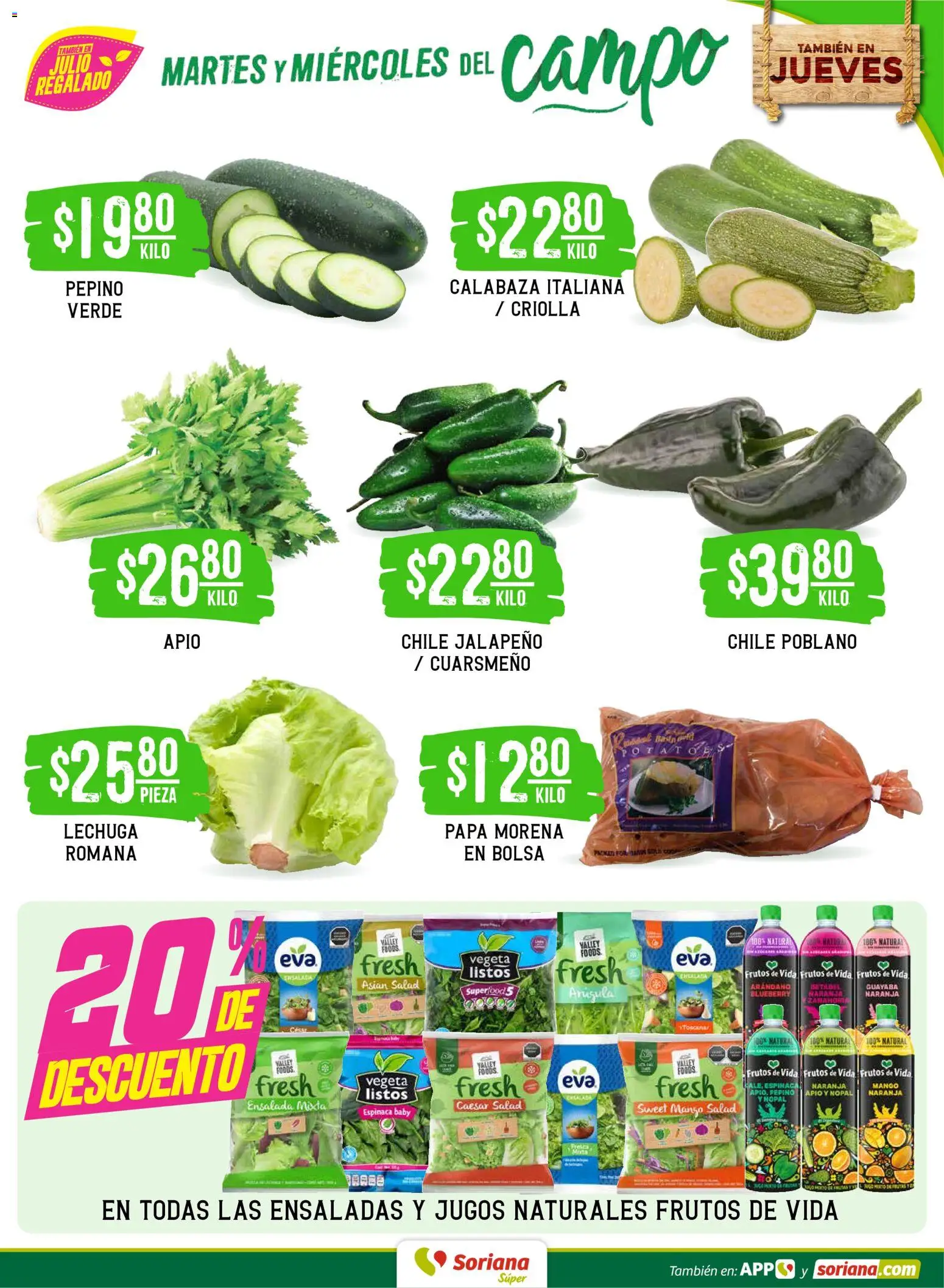 Nuevas ofertas de Soriana válidas en toda la República Mexicana desde el 30/06/2026. ¡Encuentra las mejores ofertas en Soriana Martes y Miércoles del Campo Súper: Saltillo y Torreón! | Página: 3 | Productos: Papa, Lechuga, Mango, Ensalada