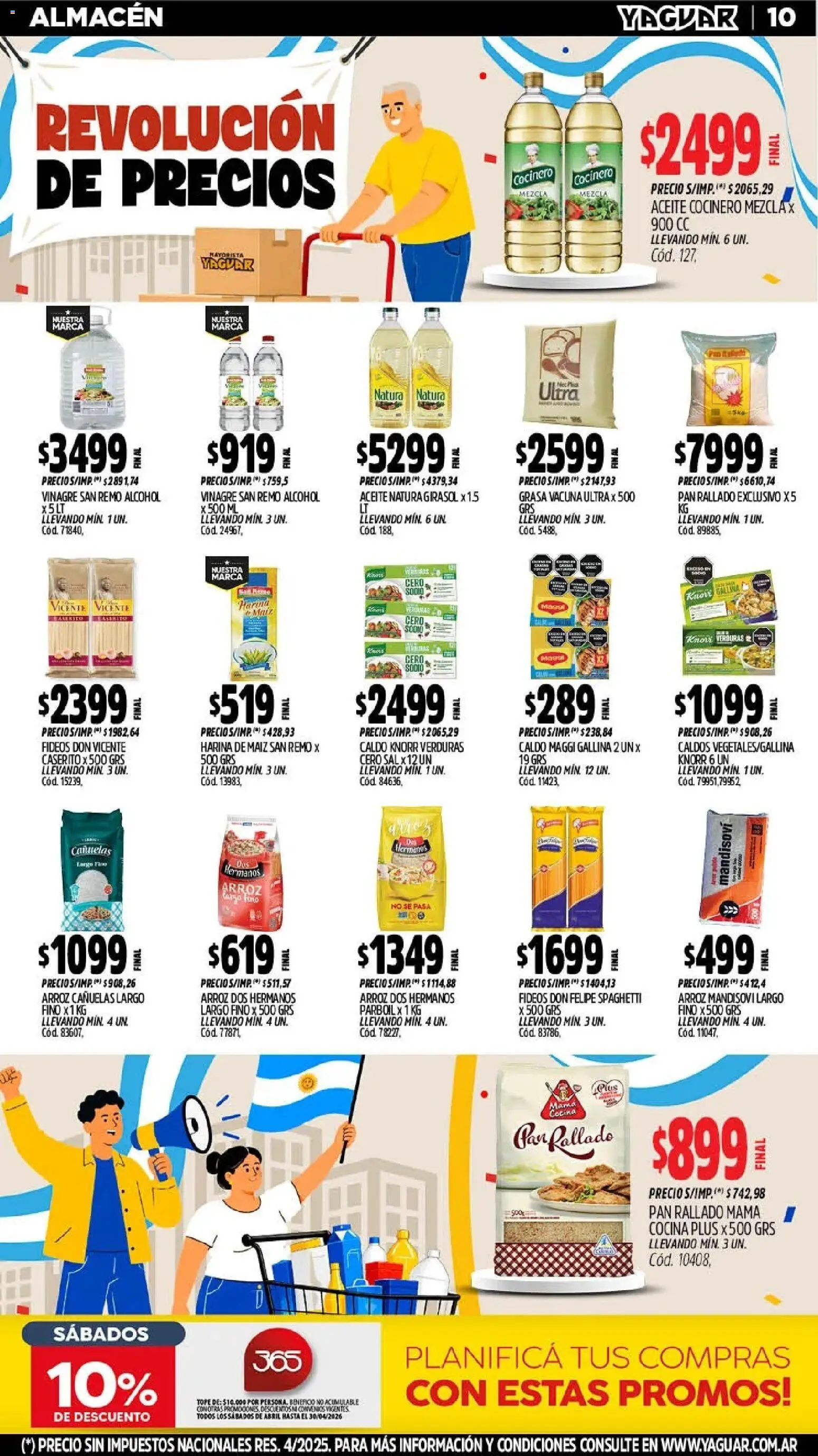 Yaguar - Oferta Semanal Córdoba │ válido desde el 25.05.2026 | Página: 10 | Productos: Aceite, Vinagre, Fideos, Pan rallado