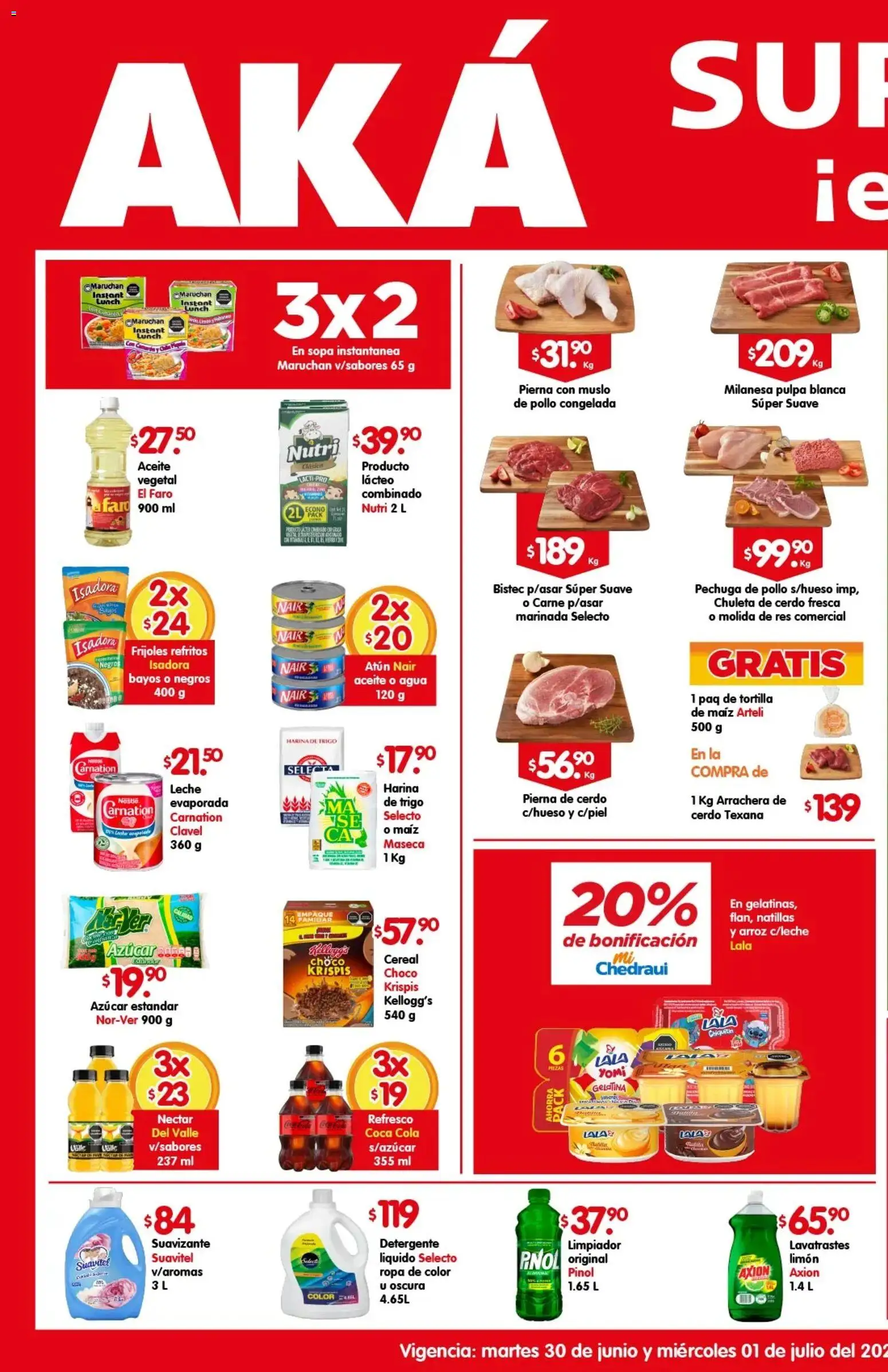 Nuevas ofertas de Arteli válidas en toda la República Mexicana desde el 30/06/2026. ¡Encuentra las mejores ofertas en Arteli folleto Aká Super Bodega! | Página: 1 | Productos: Detergente, Azúcar, Aceite, Res