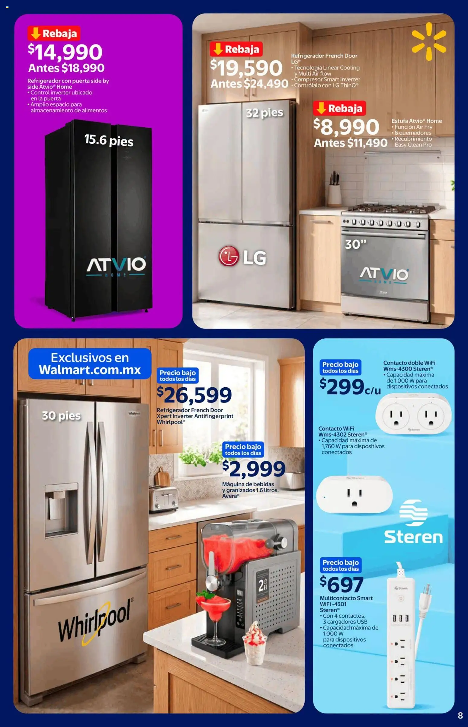 Nuevas ofertas de Walmart válidas en toda la República Mexicana desde el 21/09/2026. ¡Encuentra las mejores ofertas en Walmart folleto El siguiente nivel, empieza aquí! | Página: 8 | Productos: Usb, Refrigerador, Bebidas, Alimentos