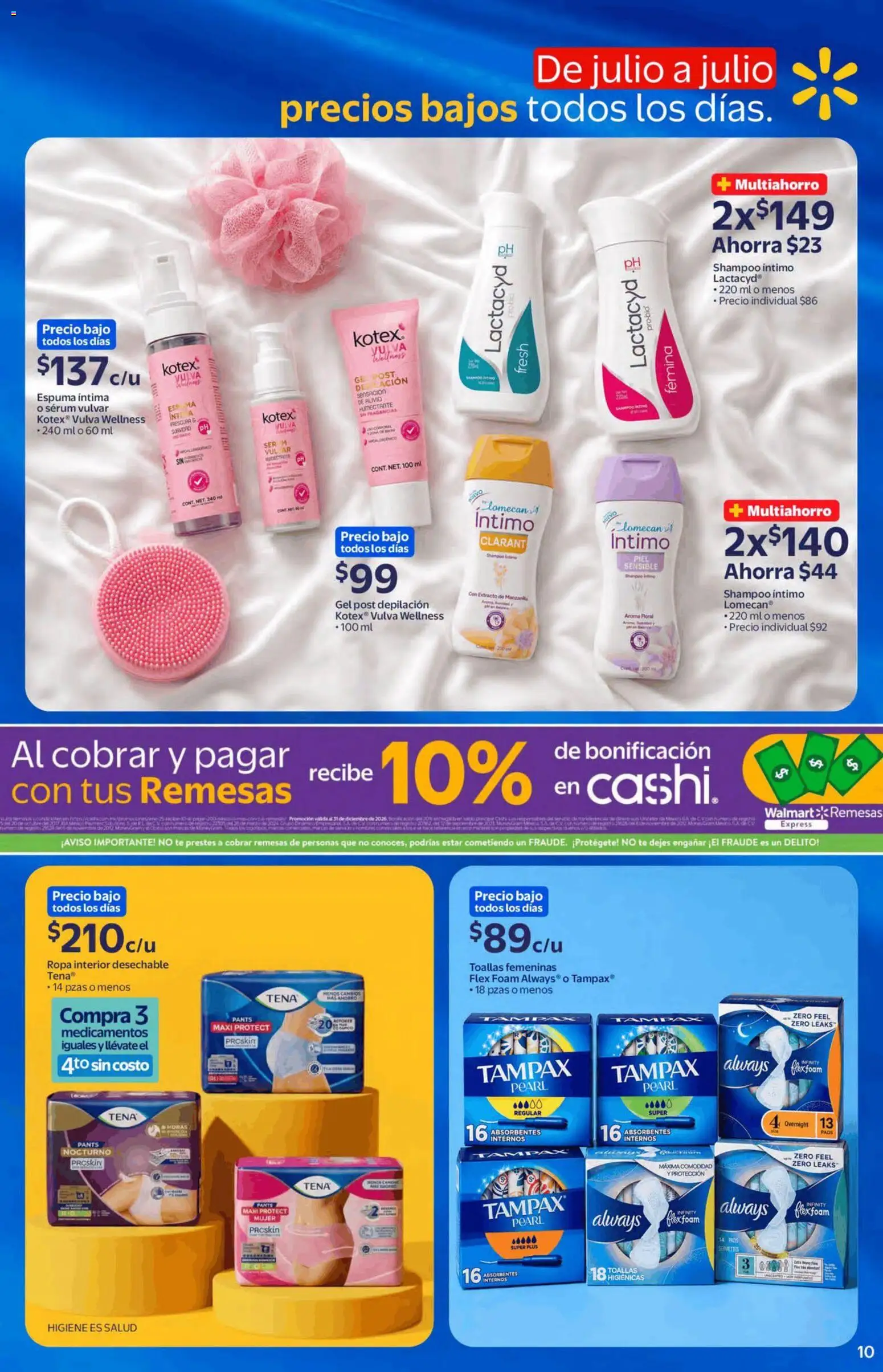 Nuevas ofertas de Walmart Express válidas en toda la República Mexicana desde el 22/07/2026. ¡Encuentra las mejores ofertas en Walmart Express folleto! | Página: 10 | Productos: Serum, Ropa, Té, Toallas