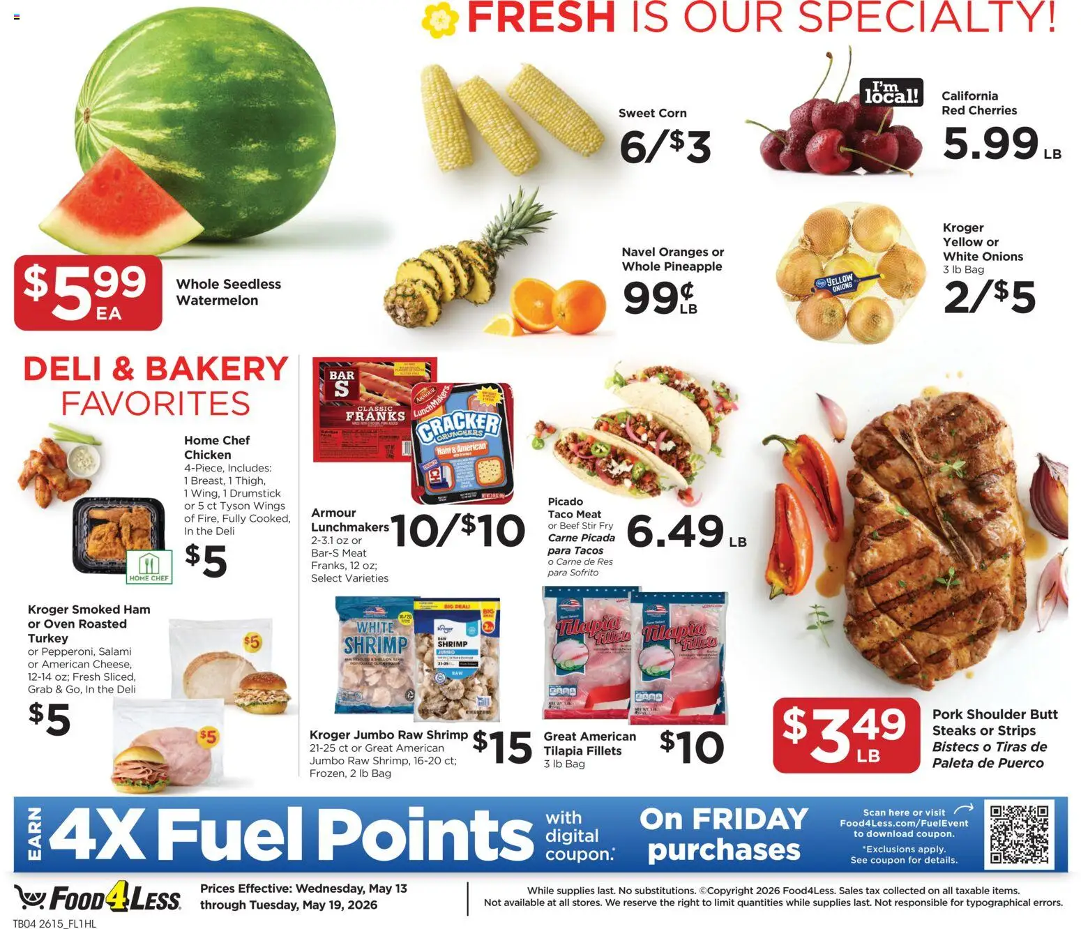 Food 4 Less Weekly Ad - valid from 13.05.2026 | Page: 5 | Products: Corn, Salami, Ham, Bag