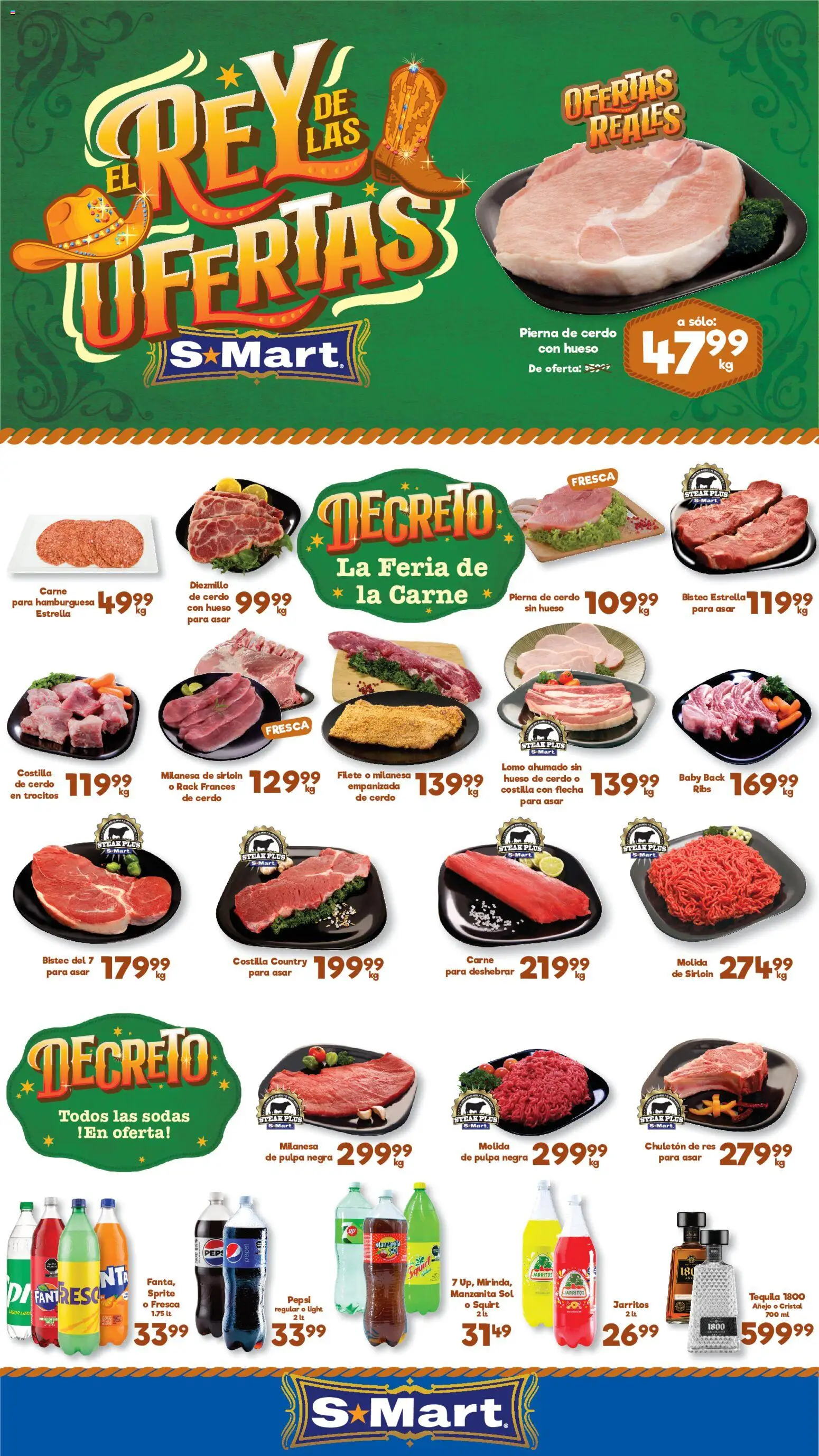 Nuevas ofertas de S-Mart válidas en toda la República Mexicana desde el 09.06.2026. ¡Encuentra las mejores ofertas en S-Mart folleto Ofertas de feria Nuevo Laredo! | Página: 1 | Productos: Lima, Cerdo, Res, Tequila