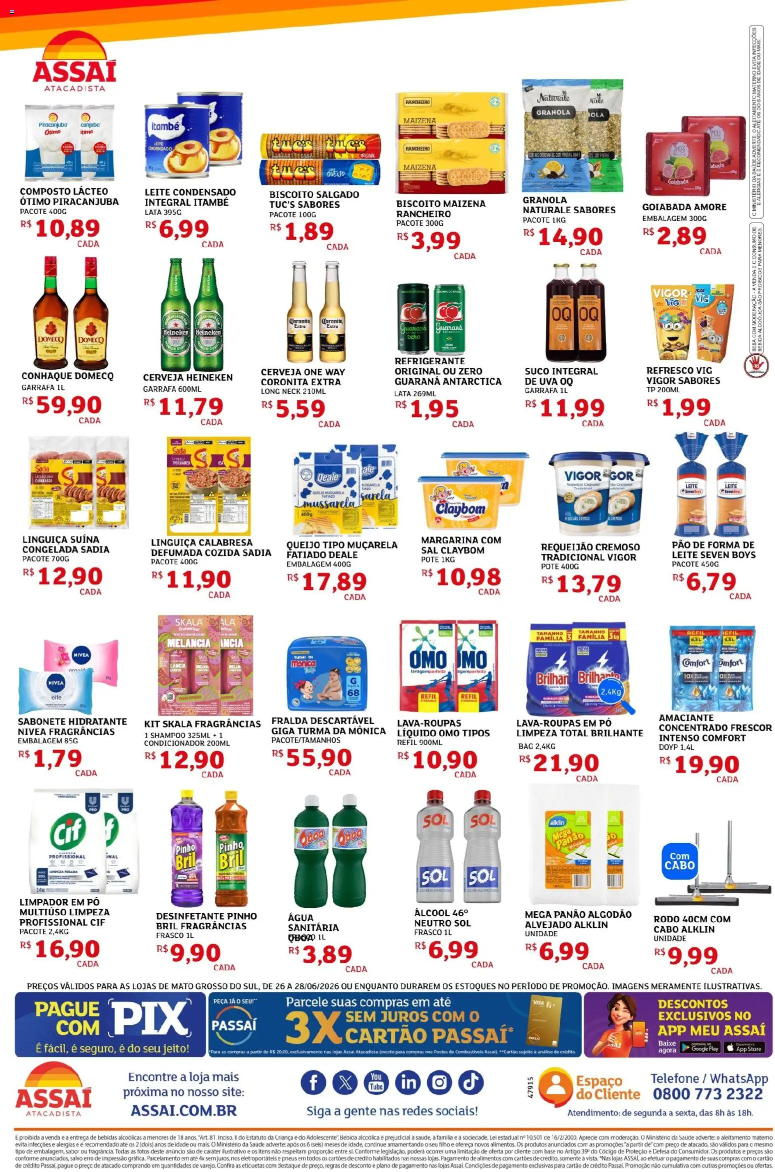 Assaí Atacadista Folheto - válido de 26/06/2026 | Página: 2 | Produtos: Shampoo, Base, Granola, Bebida