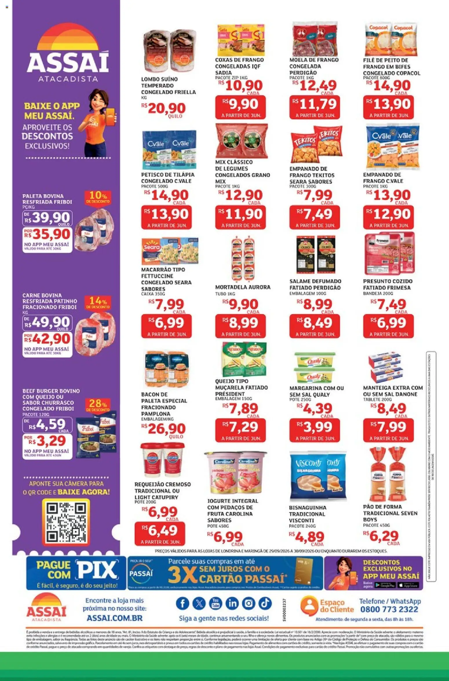 Assaí Atacadista Folheto - válido de 29/09/2026 | Página: 2 | Produtos: Presunto, Carne, Frango, Legumes