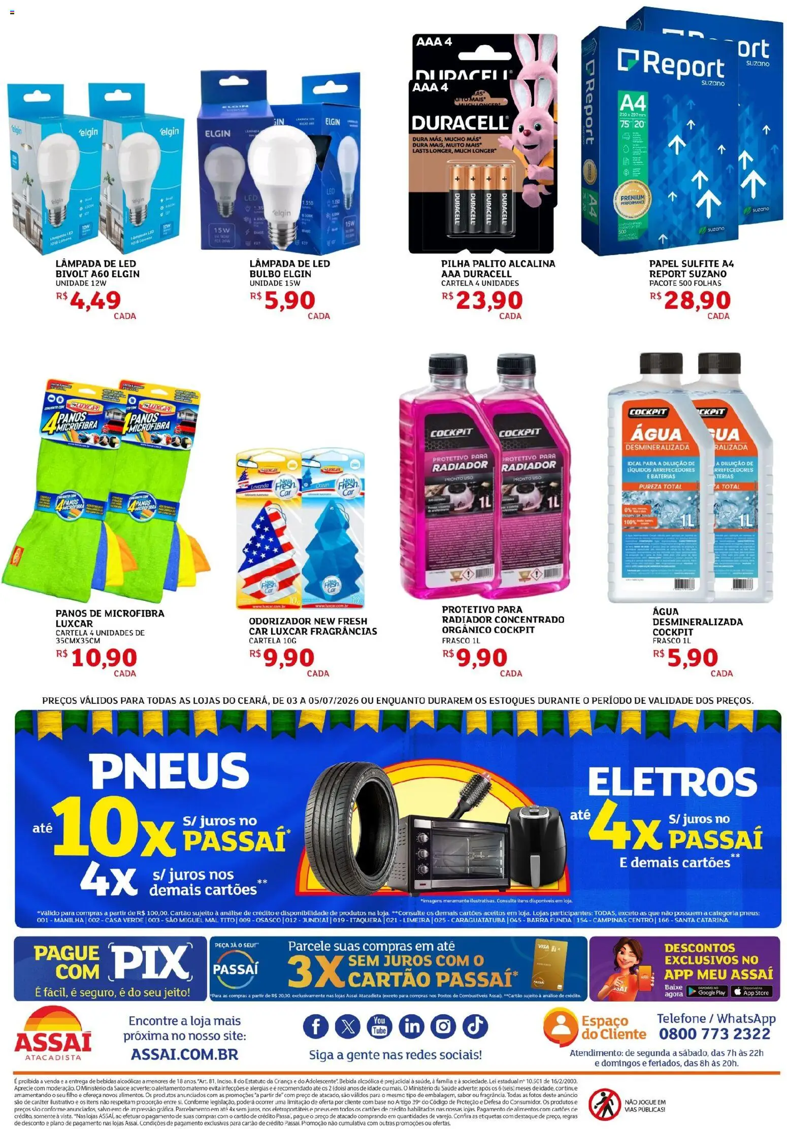 Assaí Atacadista Folheto - válido de 03/07/2026 | Página: 2 | Produtos: Lâmpada, Papel sulfite, Radiador, Telefone
