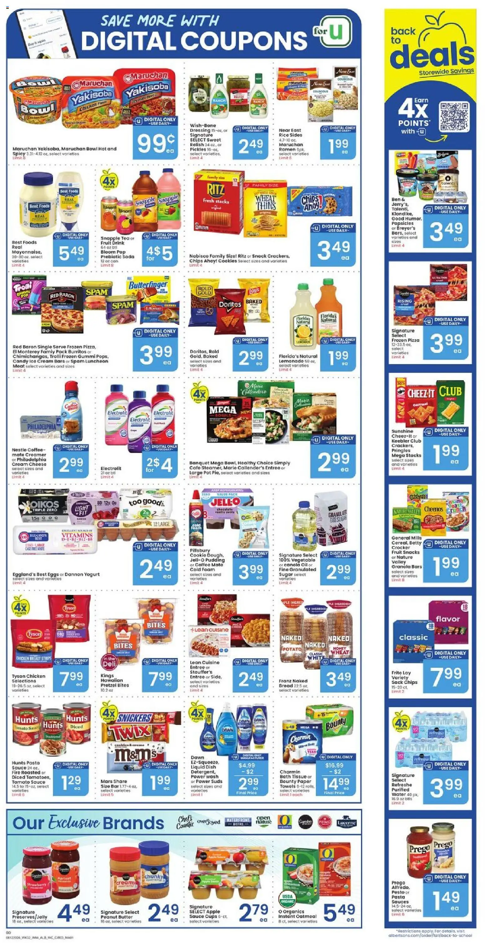 Albertsons Weekly Ad - valid from 08/12/2026 | Page: 4 | Products: Bread, Oatmeal, Pickles, Canola oil