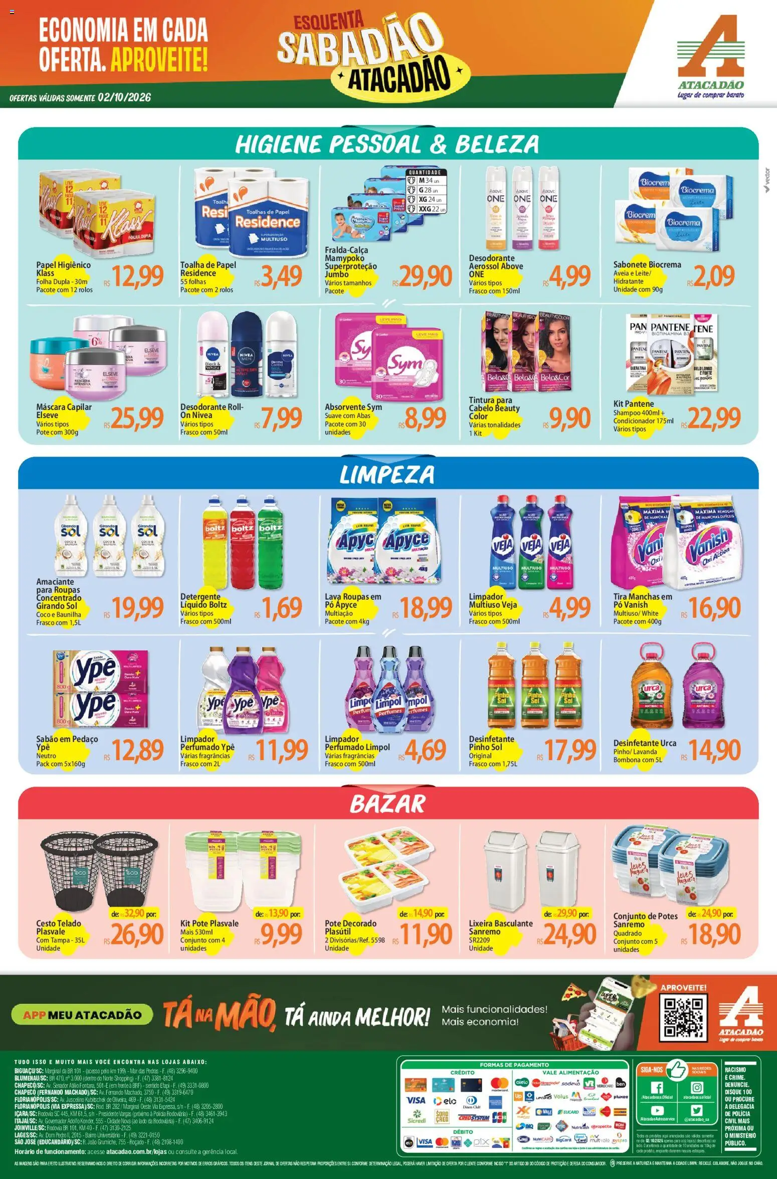 Atacadão Folheto - válido de 02/10/2026 | Página: 4 | Produtos: Shampoo, Toalhas de papel, Sabonete, Potes