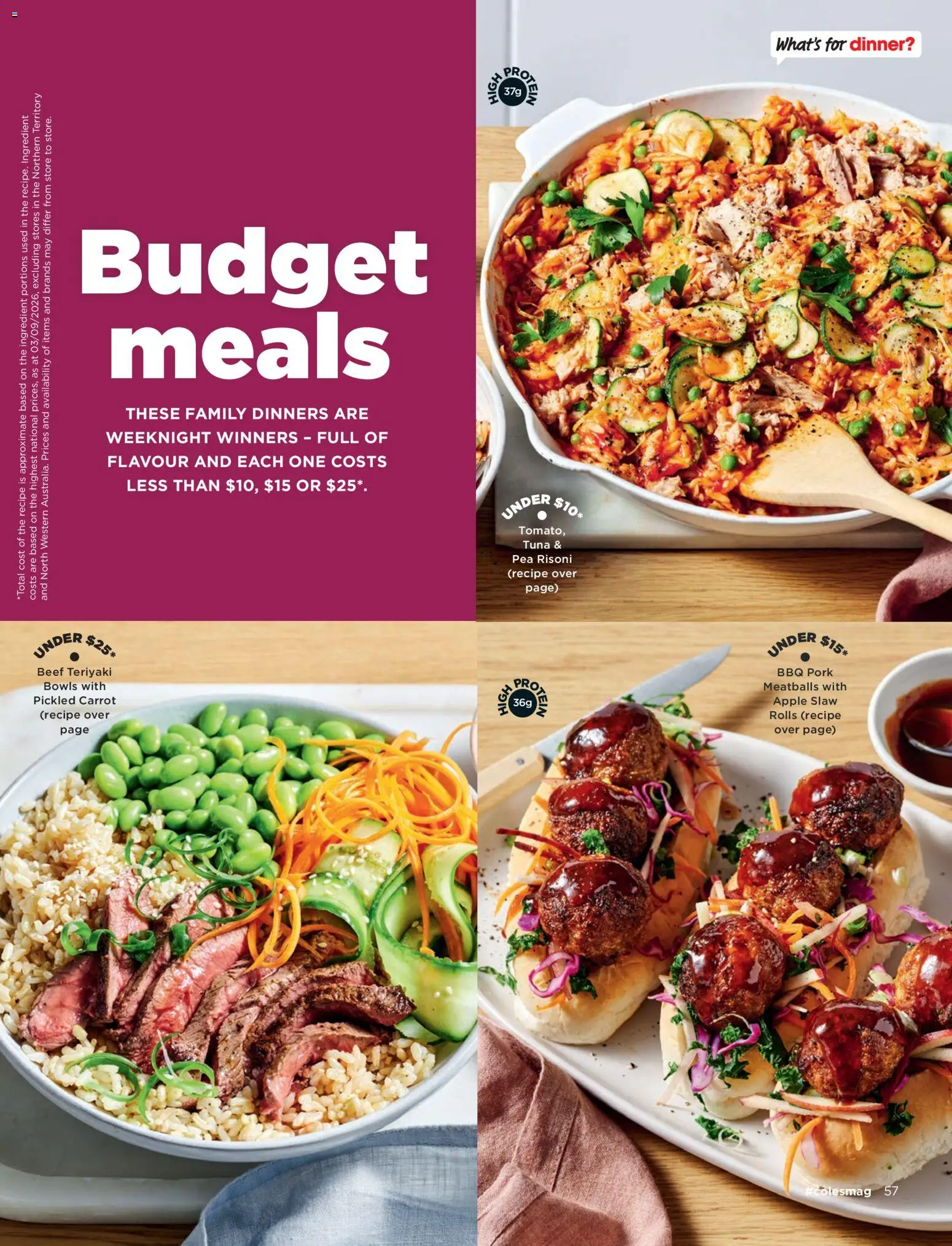 Coles catalogue - valid from 01/09/2026 | Page: 57 | Products: Pork, Beef, Tuna, Pea