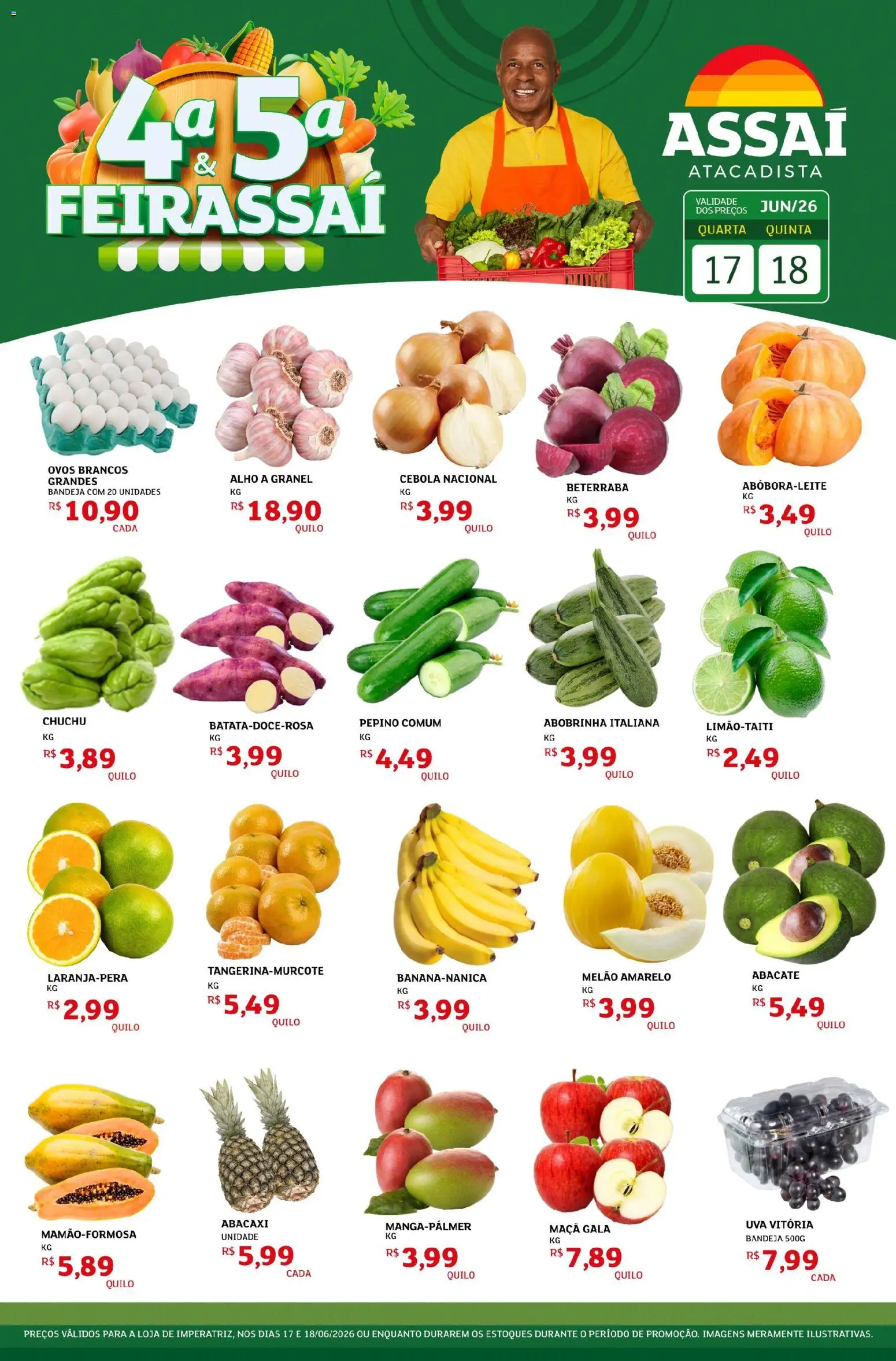 Assaí Atacadista Folheto - válido de 17.06.2026 | Página: 1 | Produtos: Abobrinha, Cebola, Abacaxi, Bandeja