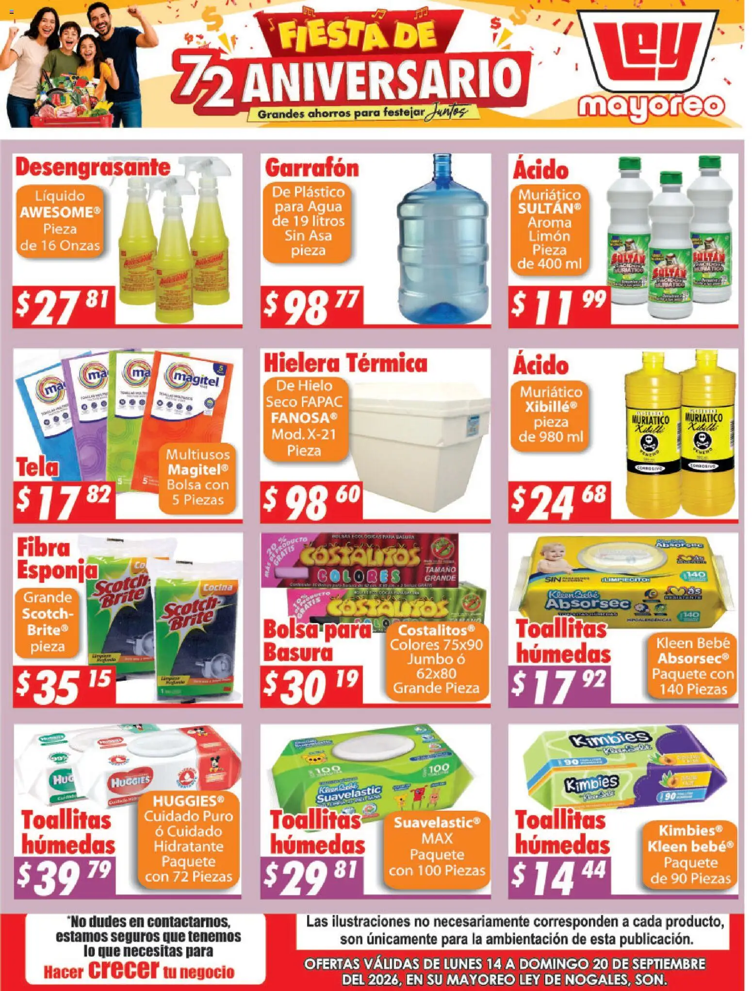Nuevas ofertas de Casa Ley válidas en toda la República Mexicana desde el 14/09/2026. ¡Encuentra las mejores ofertas en Casa Ley folleto Nogales! | Página: 1 | Productos: Bolsa, Agua, Toallitas húmedas, Desengrasante