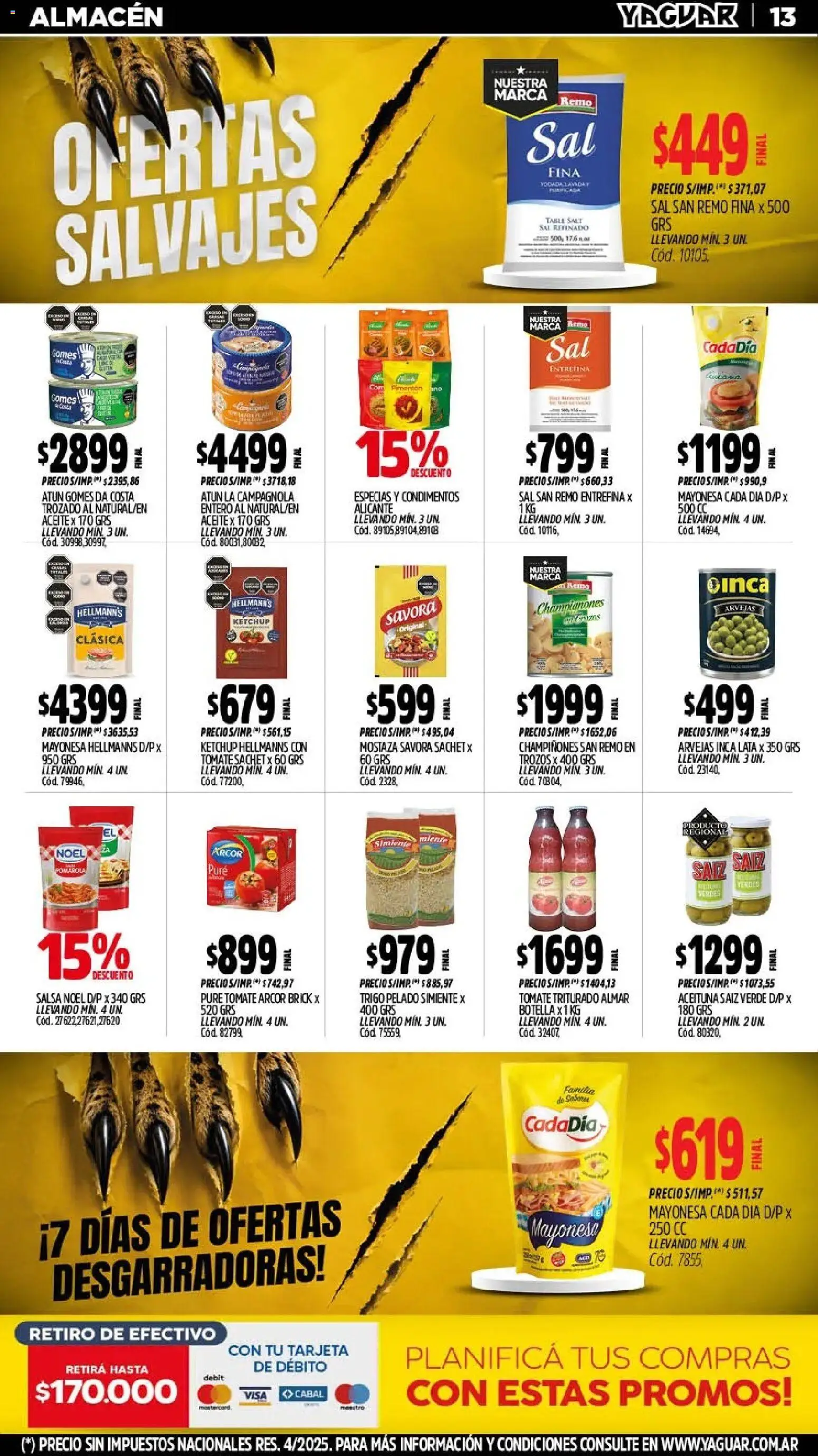 Yaguar - Oferta Semanal Mendoza │ válido desde el 10/08/2026 | Página: 14 | Productos: Botella, Aceite, Ketchup, Champiñones