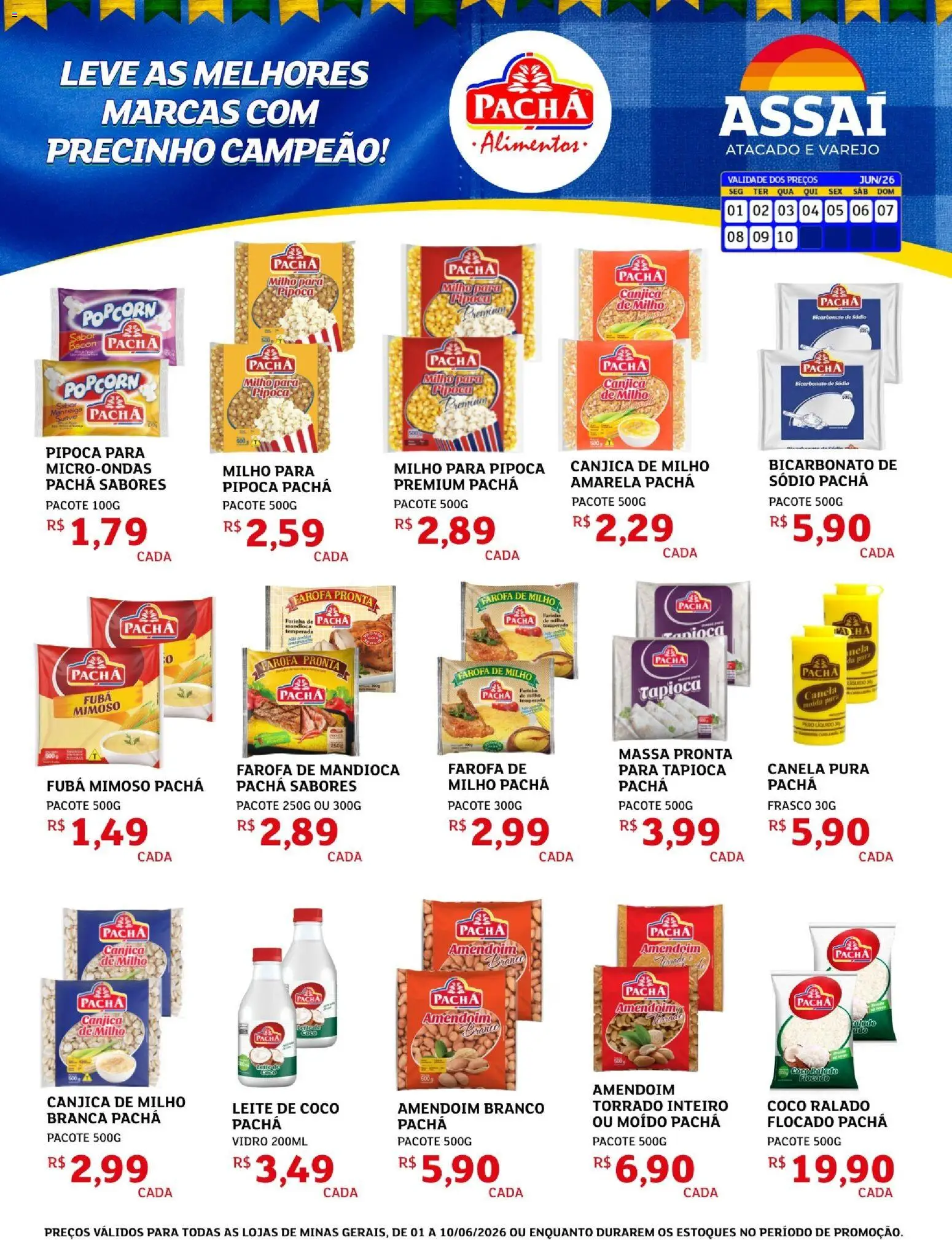 Assaí Atacadista Folheto - válido de 01.06.2026 | Página: 1 | Produtos: Tapioca, Bicarbonato de sódio, Farofa, Leite de coco