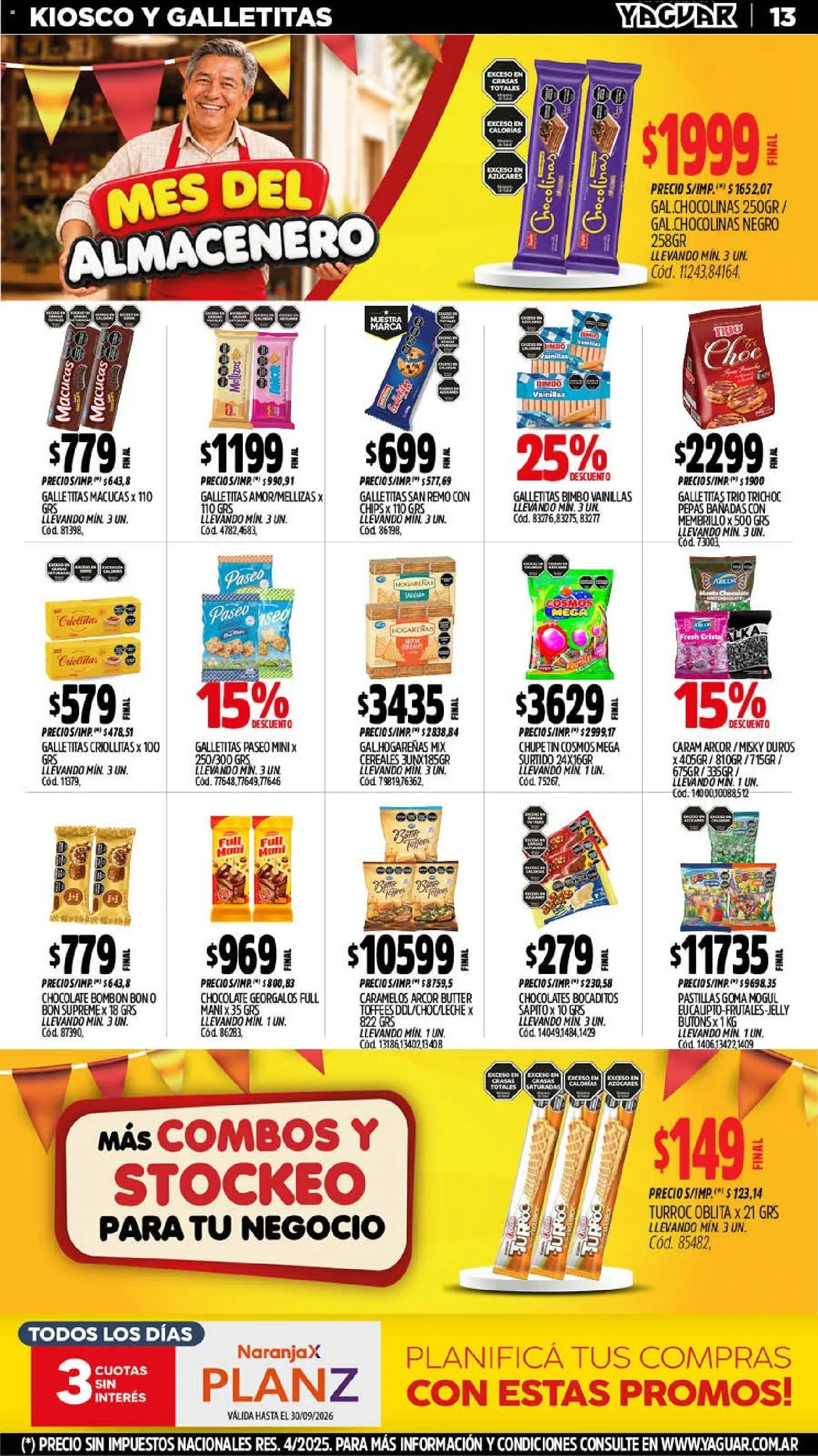 Yaguar catálogo │ válido desde el 14/09/2026 | Página: 14 | Productos: Galletitas, Mani, Chocolate, Cereales
