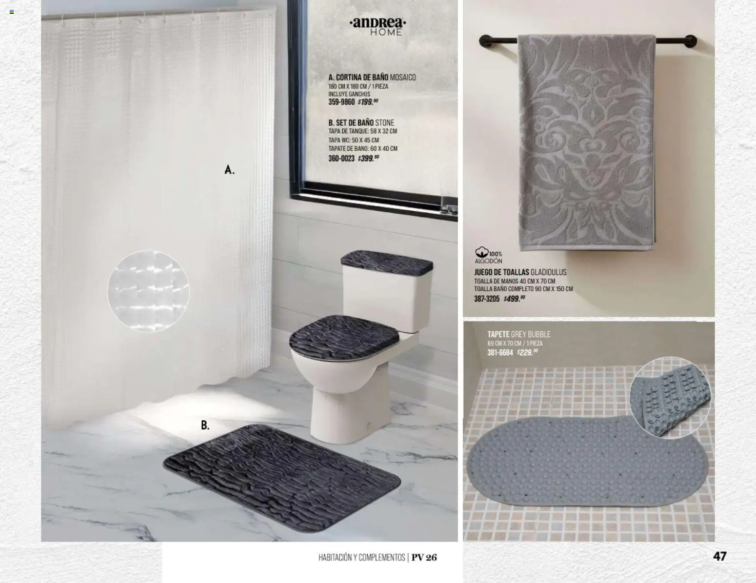 Nuevas ofertas de Andrea válidas en toda la República Mexicana desde el 25/01/2026. ¡Encuentra las mejores ofertas en Andrea catálogo Home! | Página: 47 | Productos: Wc, Toalla, Toallas, Baño