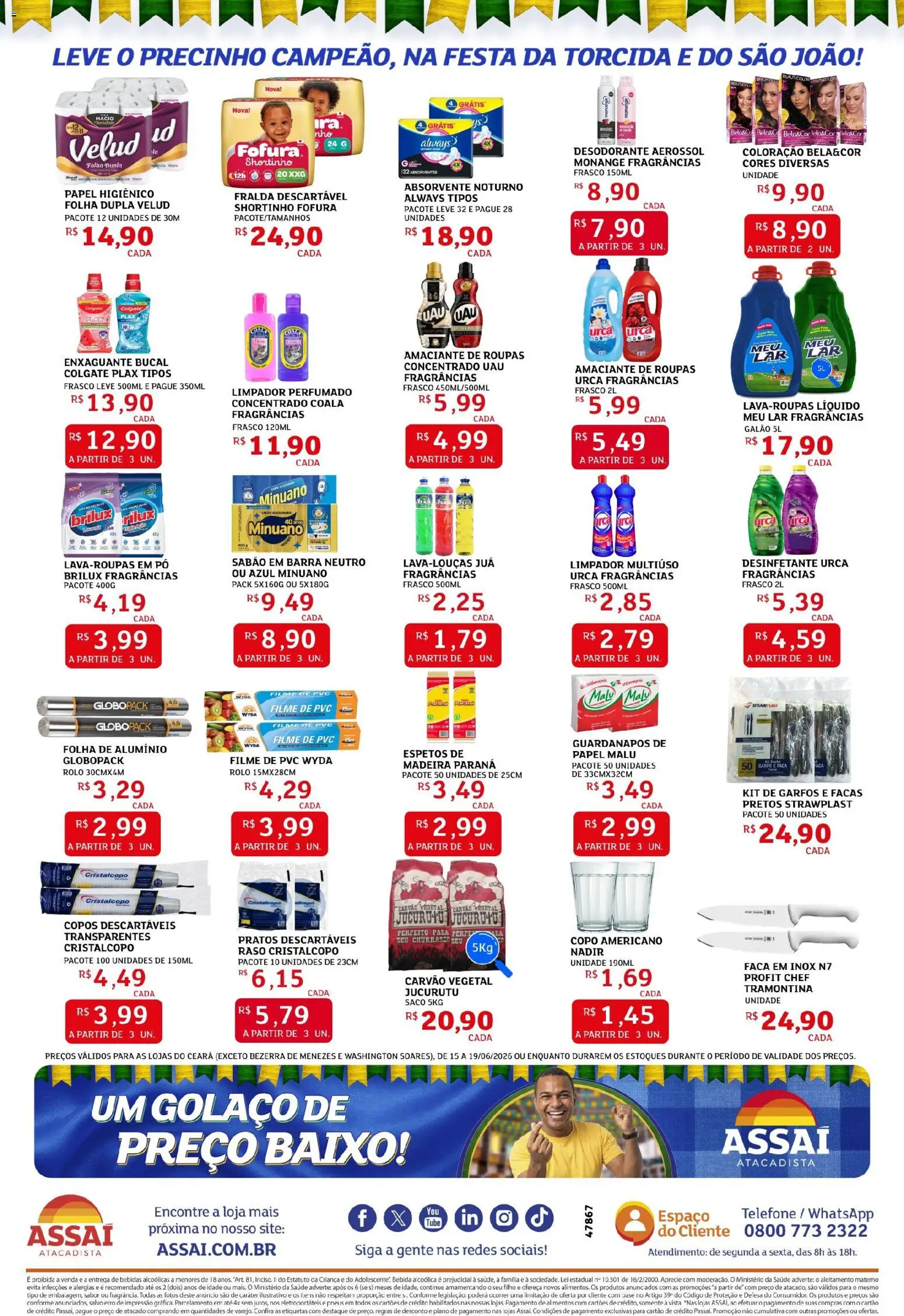Assaí Atacadista Folheto - válido de 15.06.2026 | Página: 4 | Produtos: Sabão em barra, Sabão, Base, Telefone