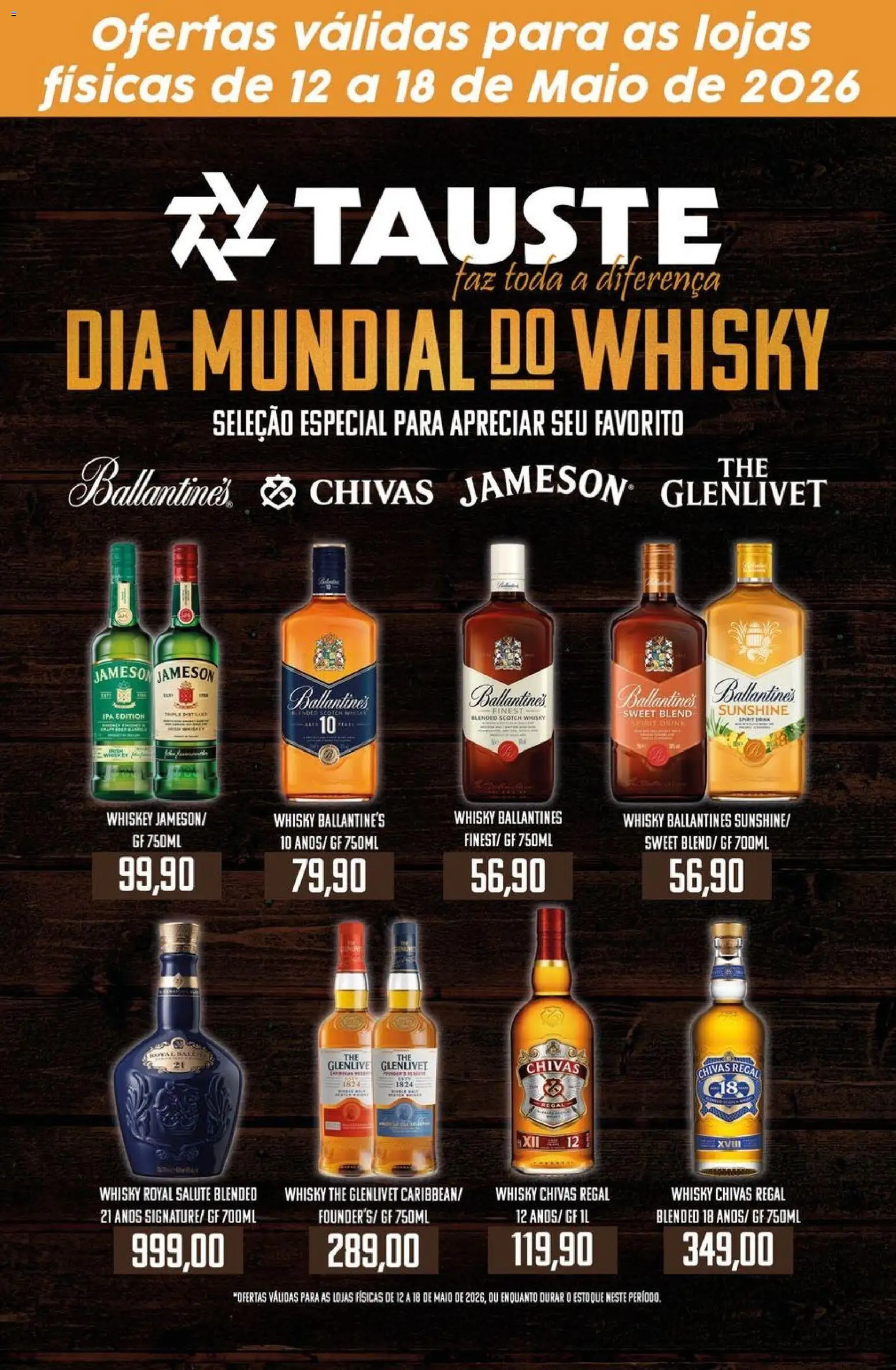 Tauste Folheto - válido de 12.05.2026 | Página: 1 | Produtos: Whisky, Maiô