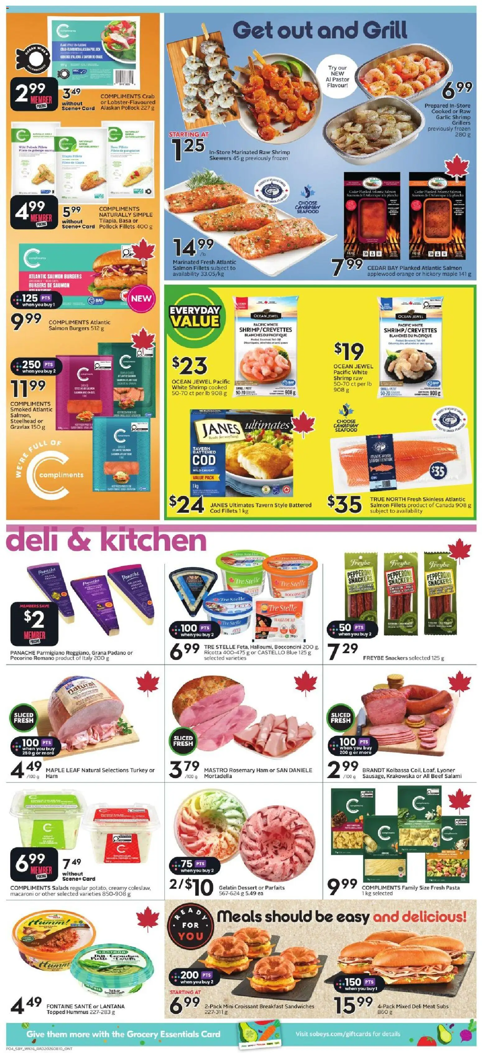 Sobeys flyer valid from Aug 13, 2026 | Page: 7 | Products: Beef, Grill, Shrimp, Salami