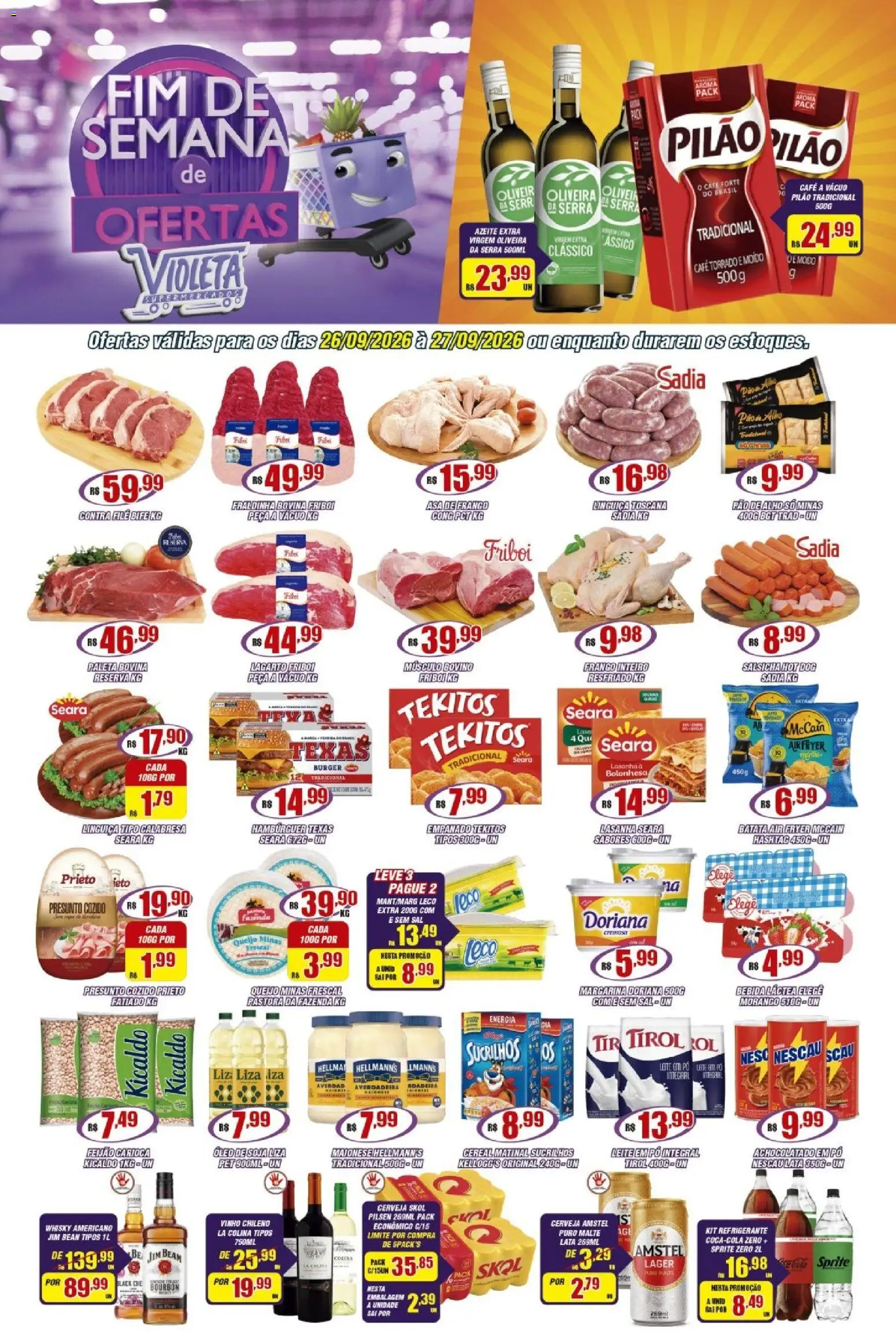 Violeta Supermercados Folheto - válido de 26/09/2026 | Página: 1 | Produtos: Air fryer, Contra filé, Sucrilhos, Sal