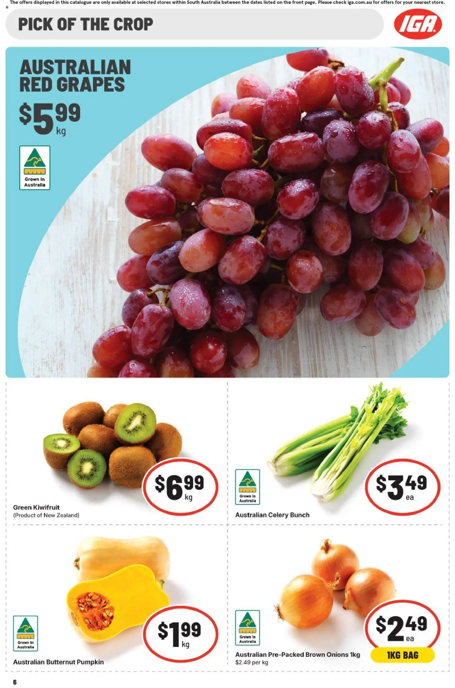IGA catalogue - valid from 10.06.2026 | Page: 7 | Products: Kiwifruit, Onions, Pumpkin, Bag
