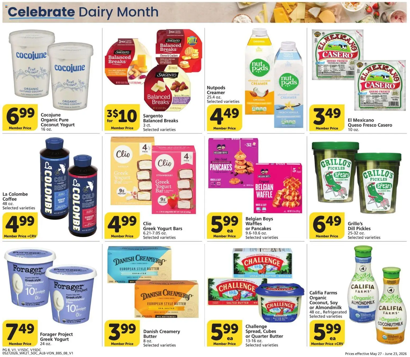 Vons Big Book of Savings - valid from 27.05.2026 | Page: 8 | Products: Butter, Cheese, Yogurt, Coffee