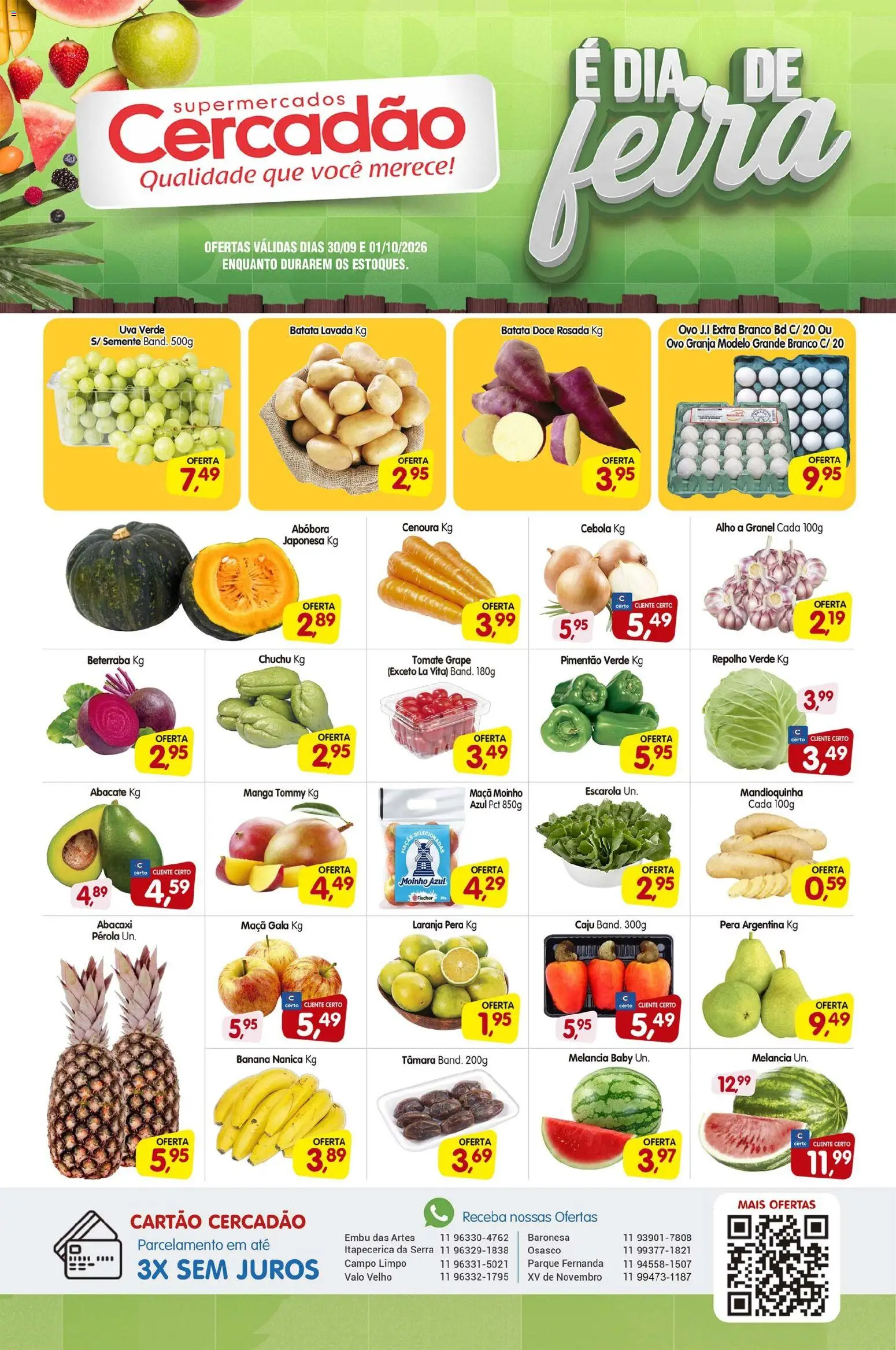 Cercadão Folheto - válido de 30/09/2026 | Página: 1 | Produtos: Abacate, Repolho, Cenoura, Doce