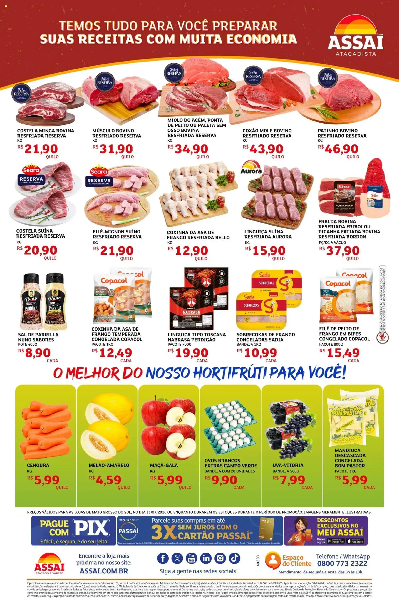 Assaí Atacadista Folheto - válido de 11/07/2026 | Página: 2 | Produtos: Cenoura, Bandeja, Telefone, Frango