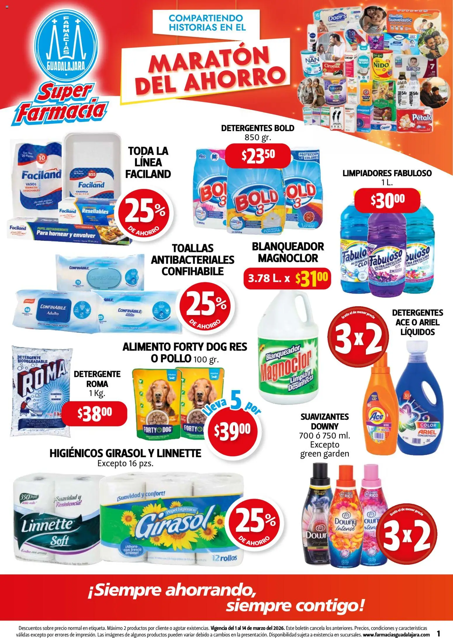 Nuevas ofertas de Farmacia Guadalajara válidas en toda la República Mexicana desde el 01/03/2026. ¡Encuentra las mejores ofertas en Farmacia Guadalajara catálogo! | Página: 1 | Productos: Pollo, Detergente, Res, Vasos