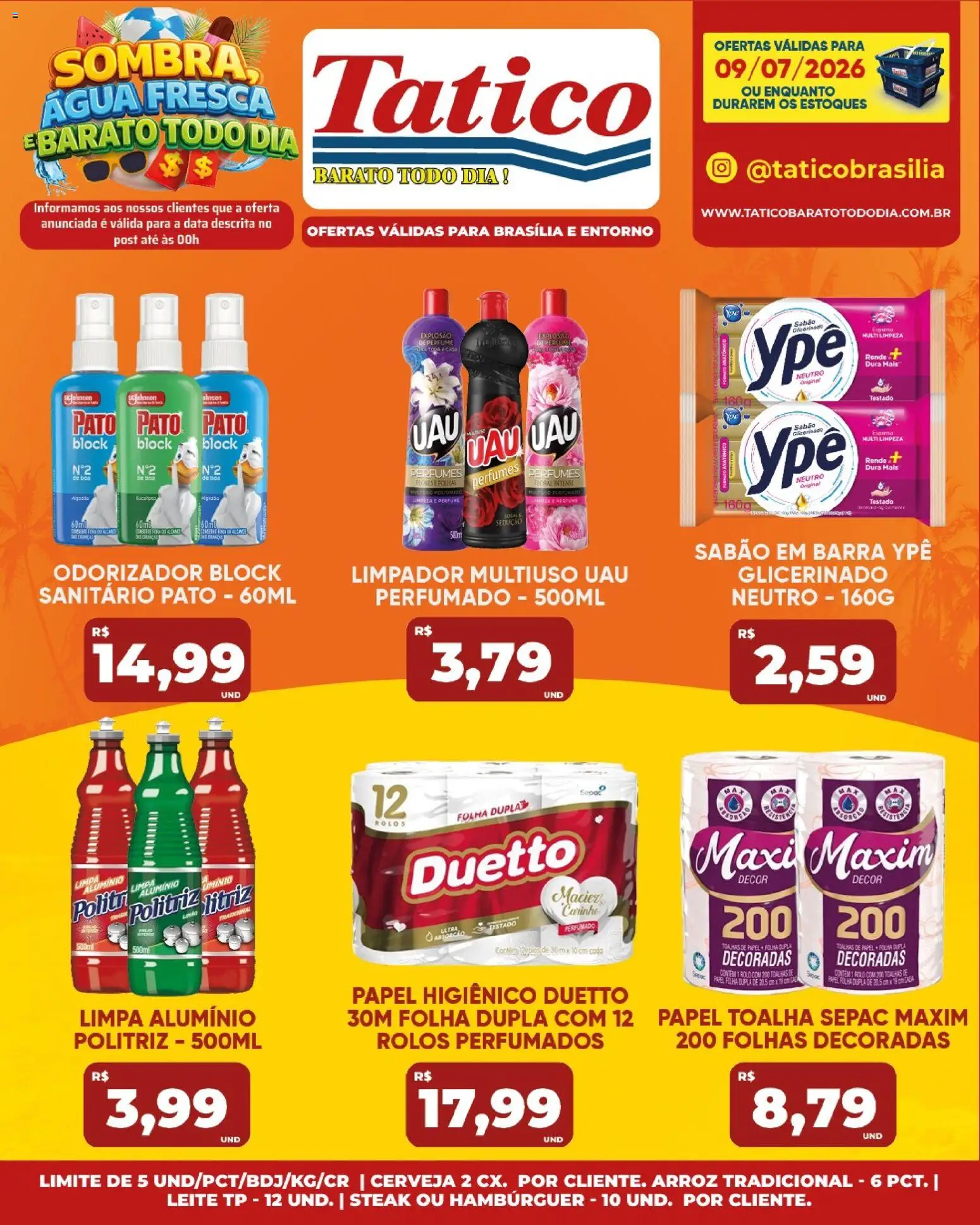 Tatico Folheto - válido de 09/07/2026 | Página: 18 | Produtos: Limpador multiuso, Sabão, Leite, Arroz