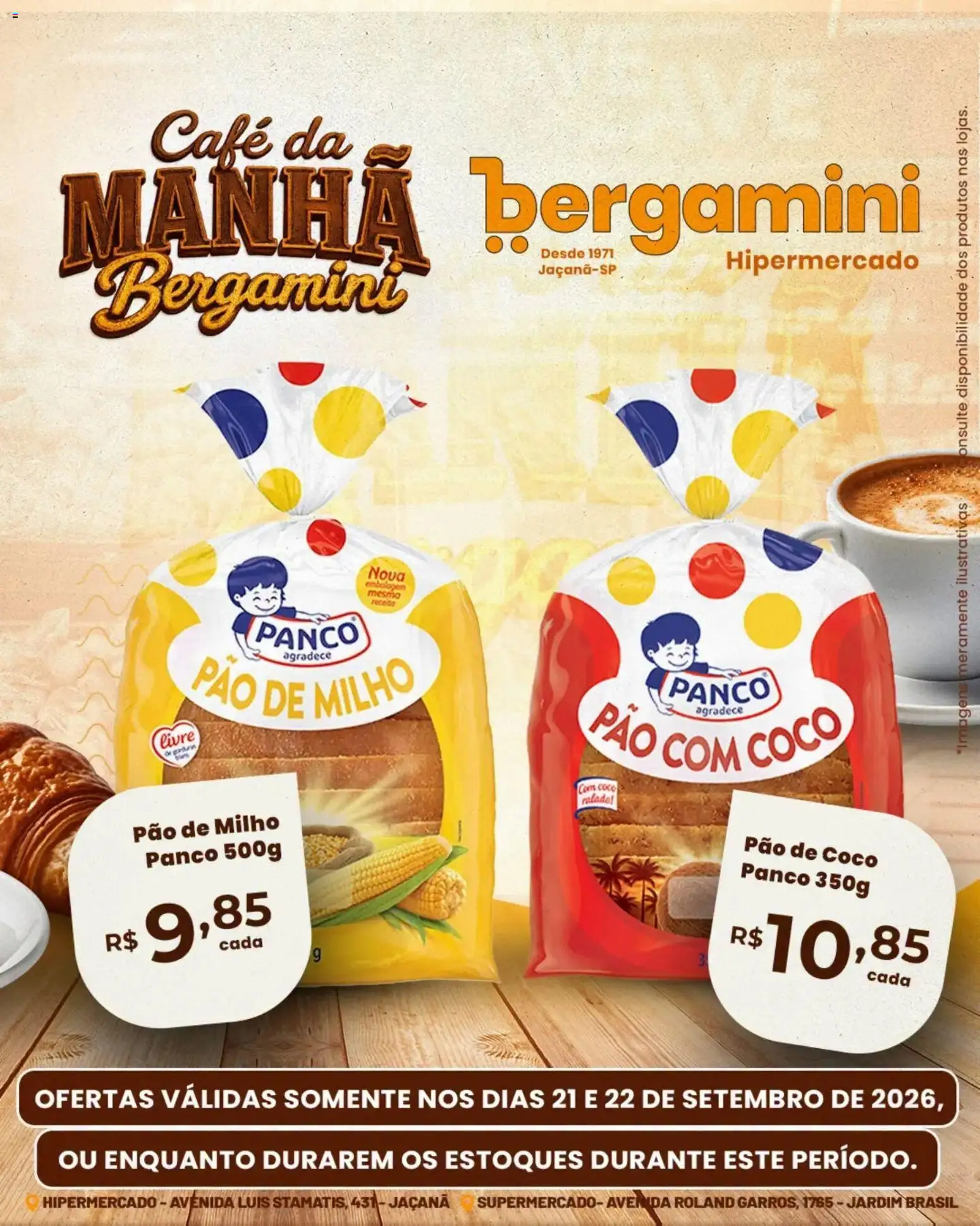 Supermercado Bergamini Folheto - válido de 21/09/2026 | Página: 9 | Produtos: Coco, Pão, Café, Milho