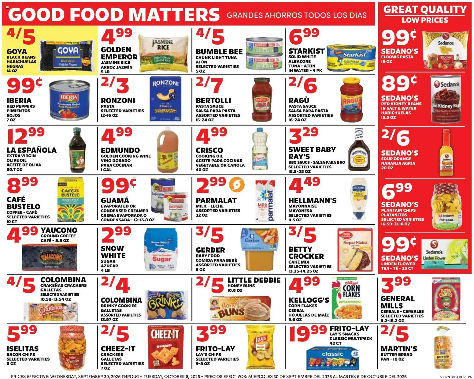 Sedano's Weekly Ad - valid from 09/30/2026 | Page: 7 | Products: Peppers, Rice, Chips, Beans