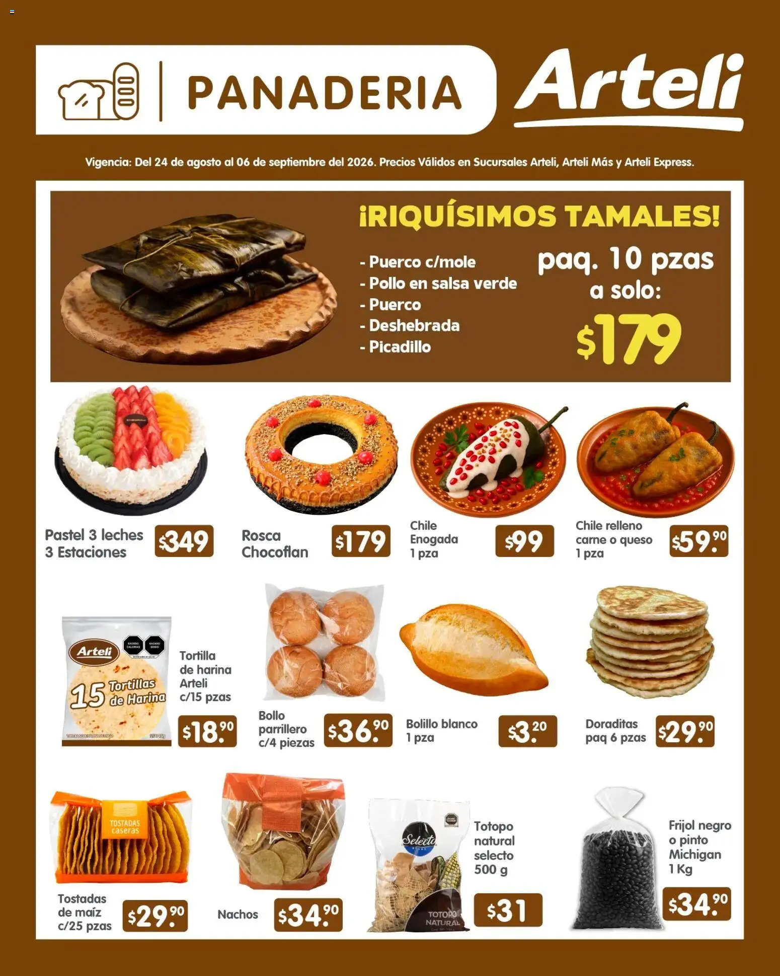 Nuevas ofertas de Arteli válidas en toda la República Mexicana desde el 24/09/2026. ¡Encuentra las mejores ofertas en Arteli folleto Quincenal! | Página: 6 | Productos: Maíz, Harina, Chile, Bollo