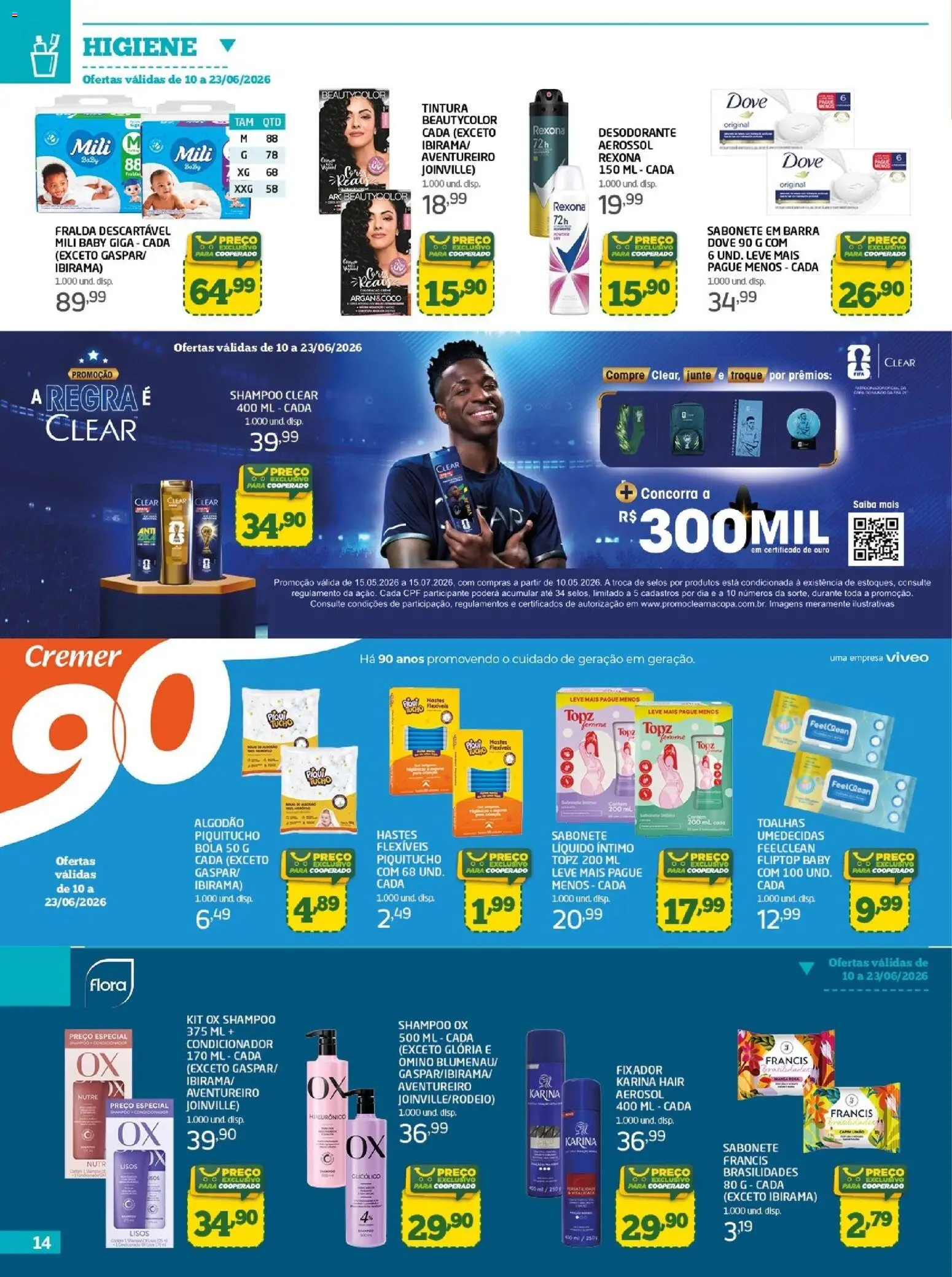 Cooper Folheto - válido de 10.06.2026 | Página: 14 | Produtos: Condicionador, Rexona, Dove, Fixador