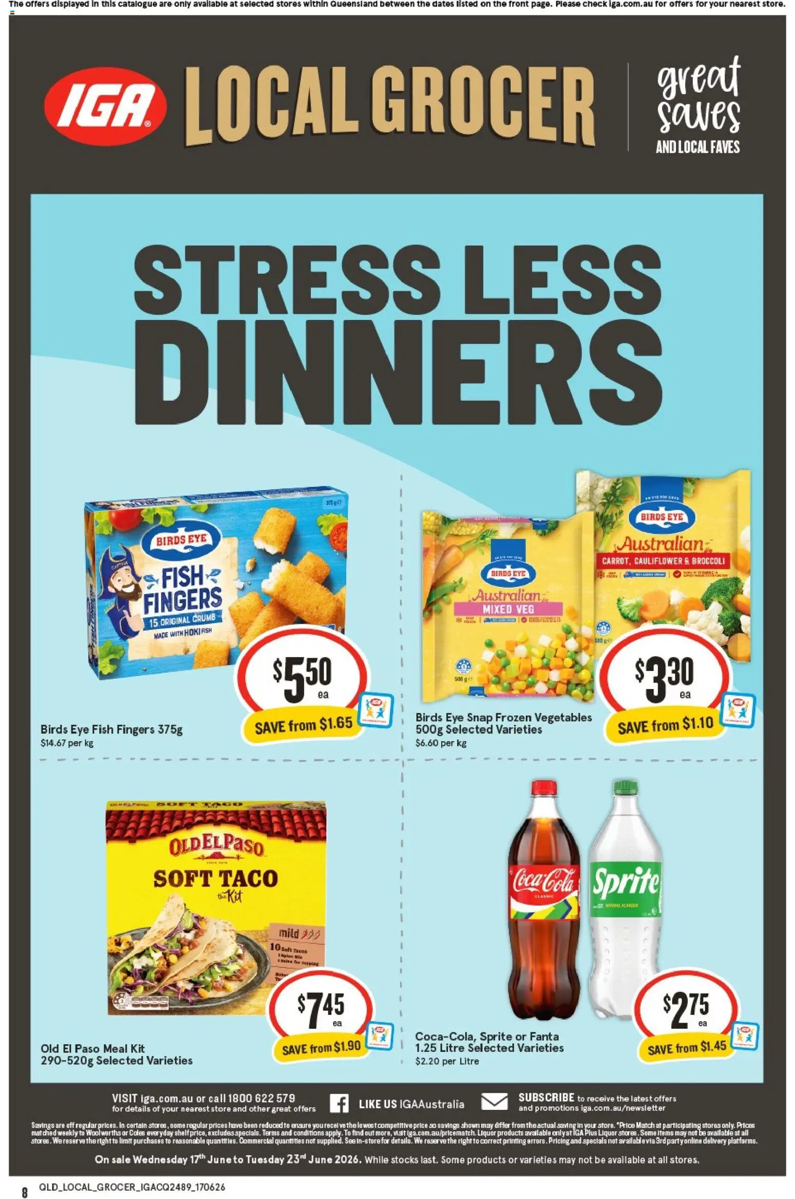 IGA catalogue - valid from 17.06.2026 | Page: 2 | Products: Fish, Coca Cola, Vegetables, Cauliflower